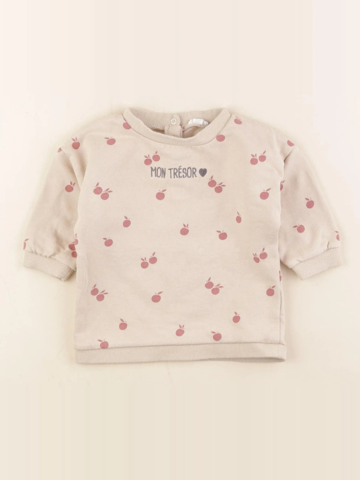 Vertbaudet - sweat beige - 12 mois