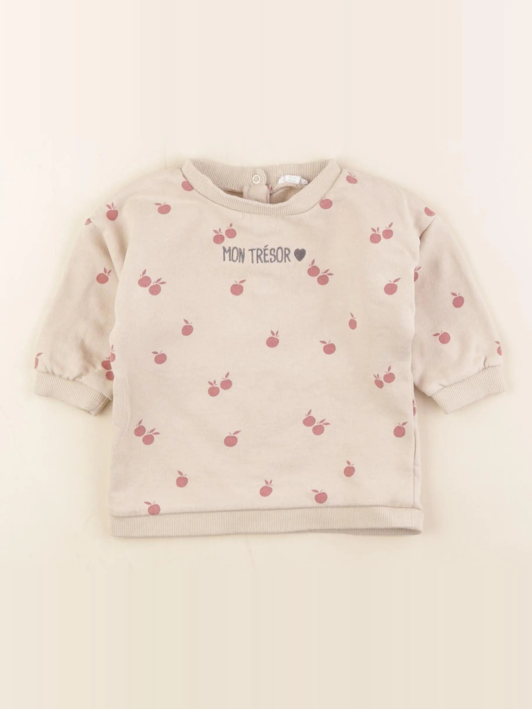 Vertbaudet - sweat beige - 12 mois