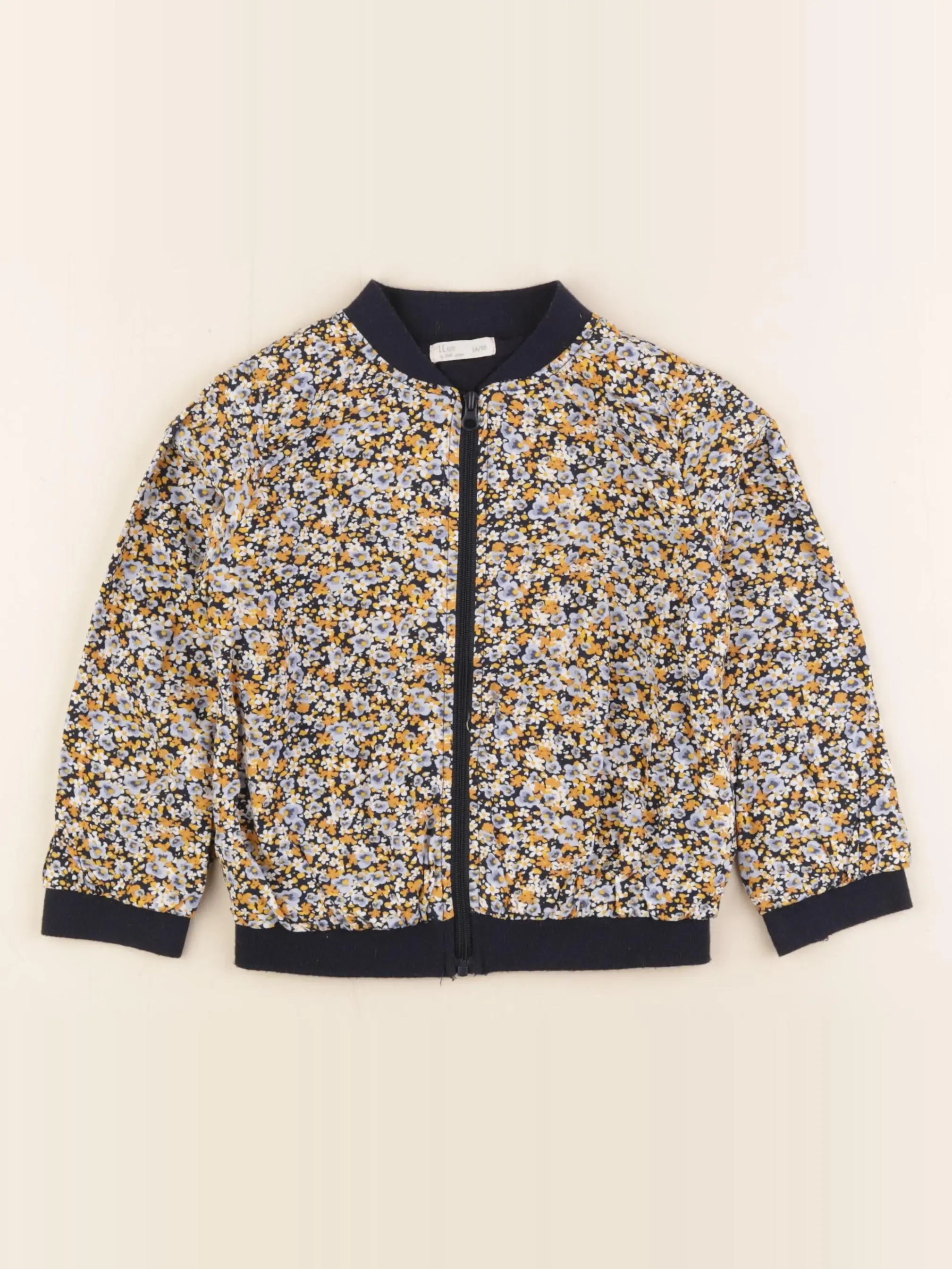 Little Cigogne - veste doublé bleu, jaune - 3 ans