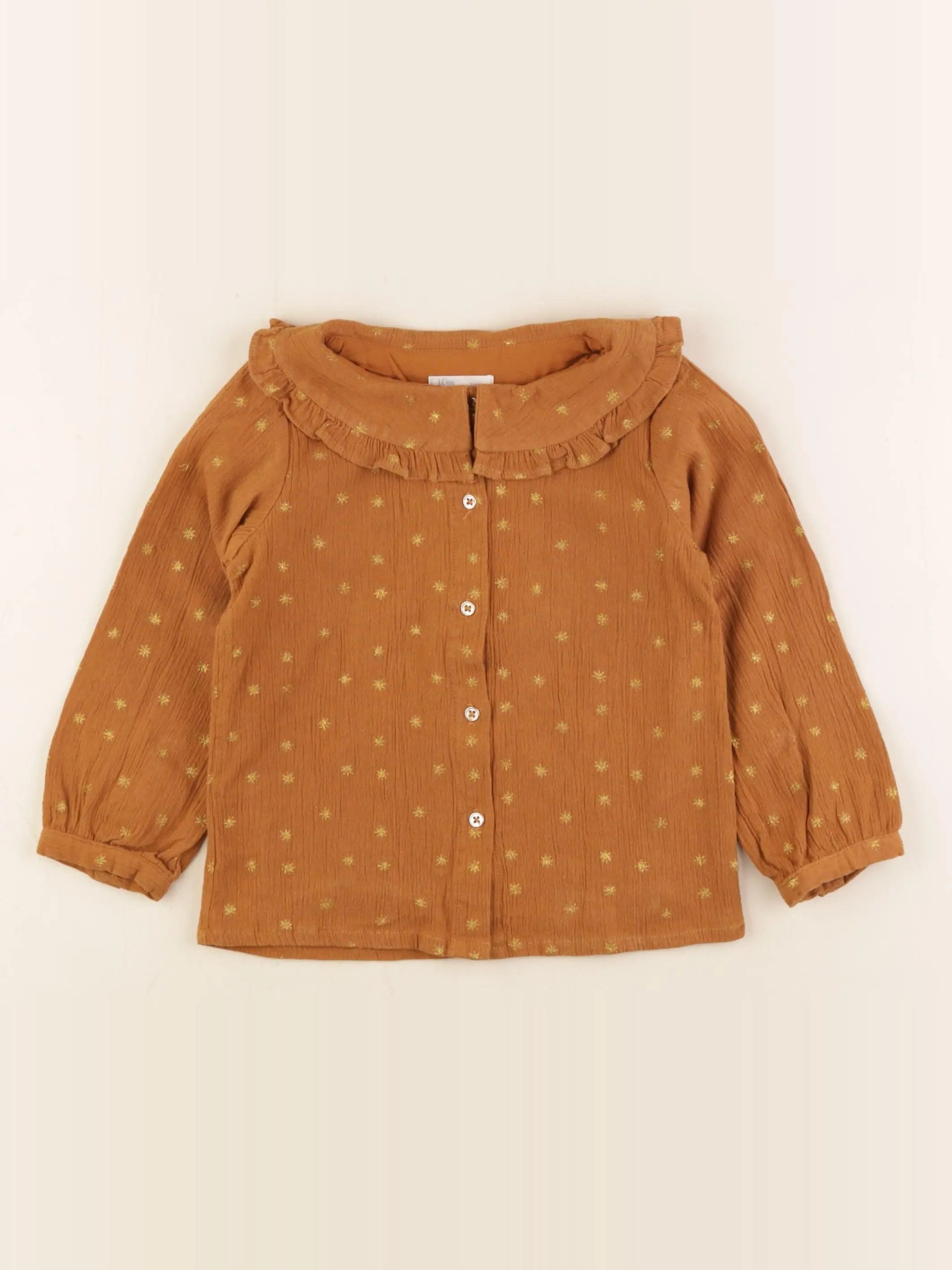 Little Cigogne - blouse marron, jaune - 3 ans
