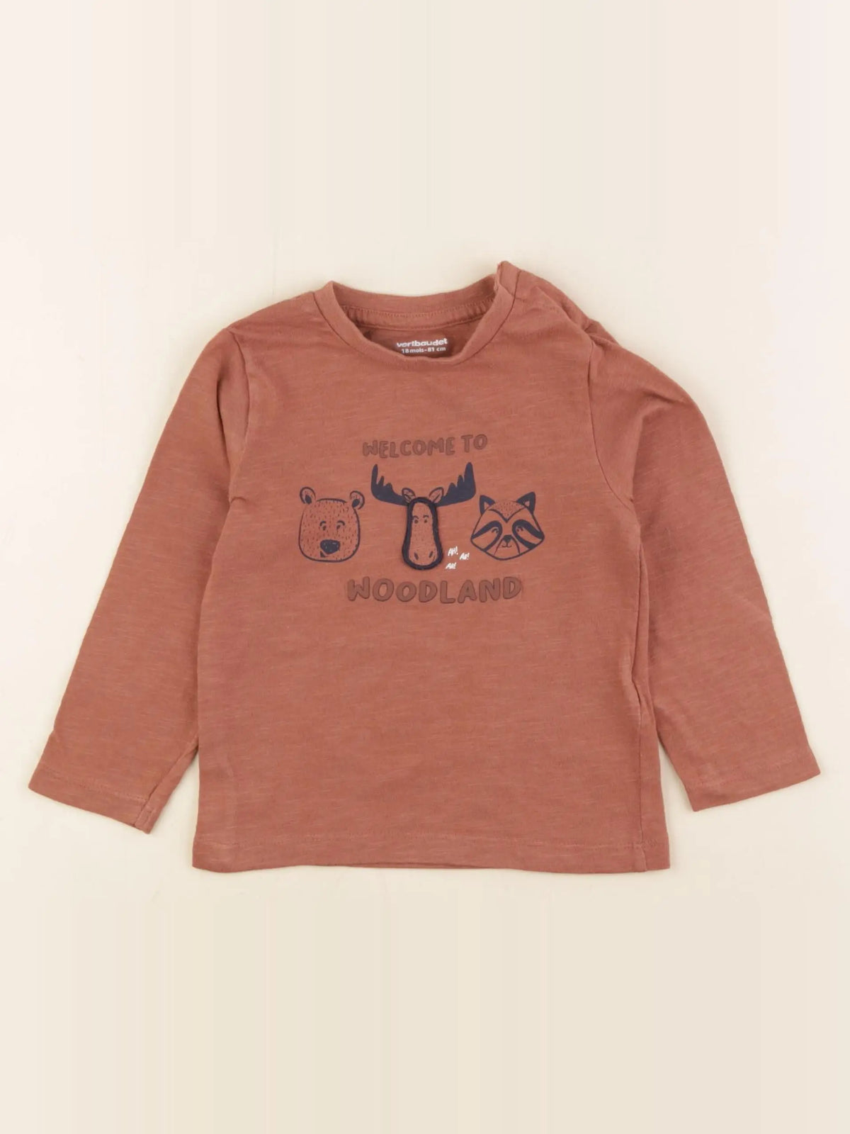 Vertbaudet - tee-shirt marron - 18 mois