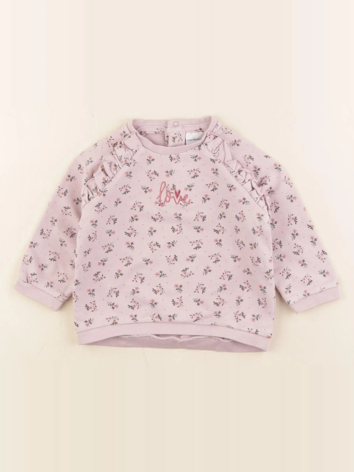 Vertbaudet - sweat rose - 9 mois