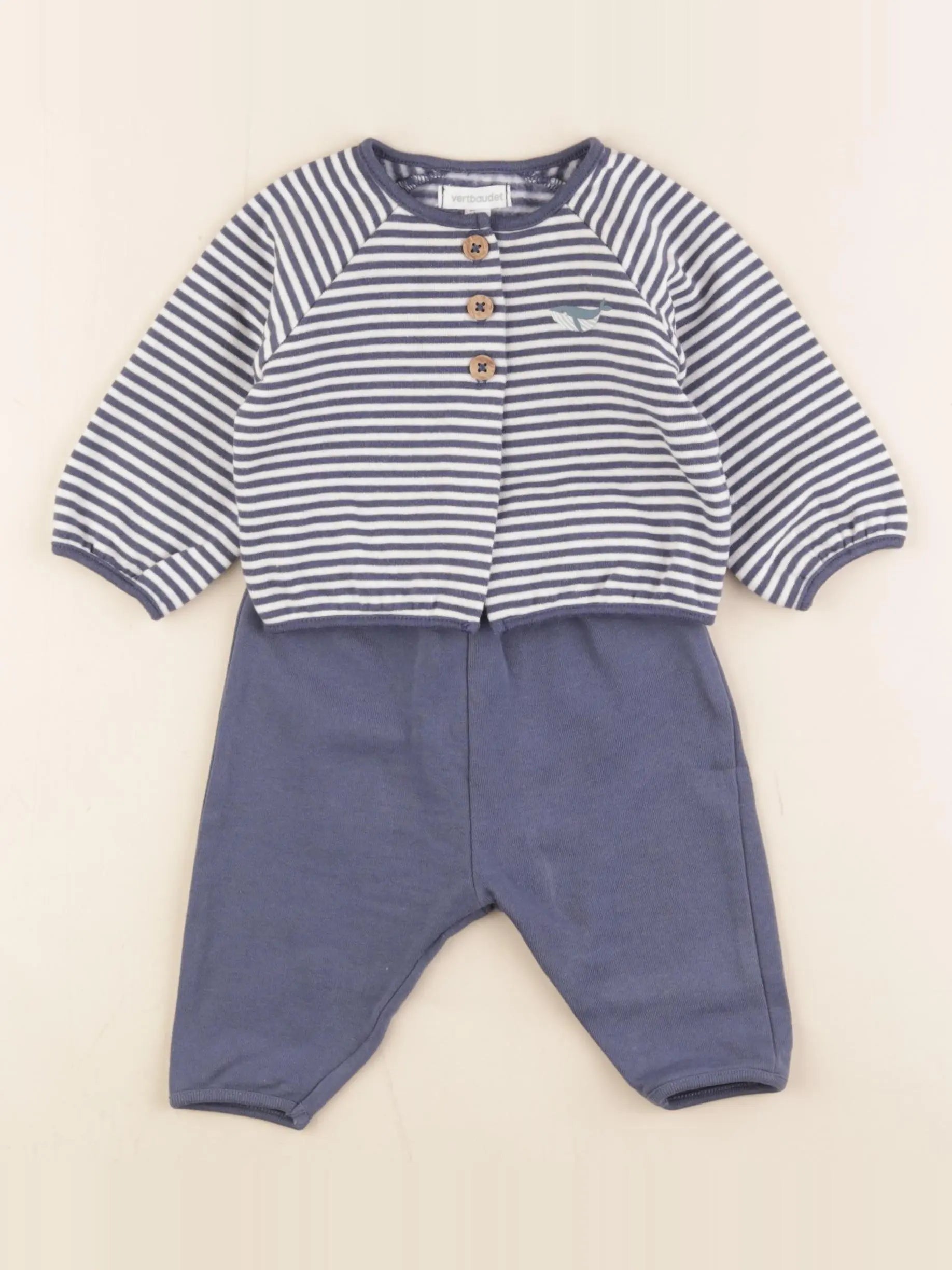 Vertbaudet - ensemble bleu - 3 mois