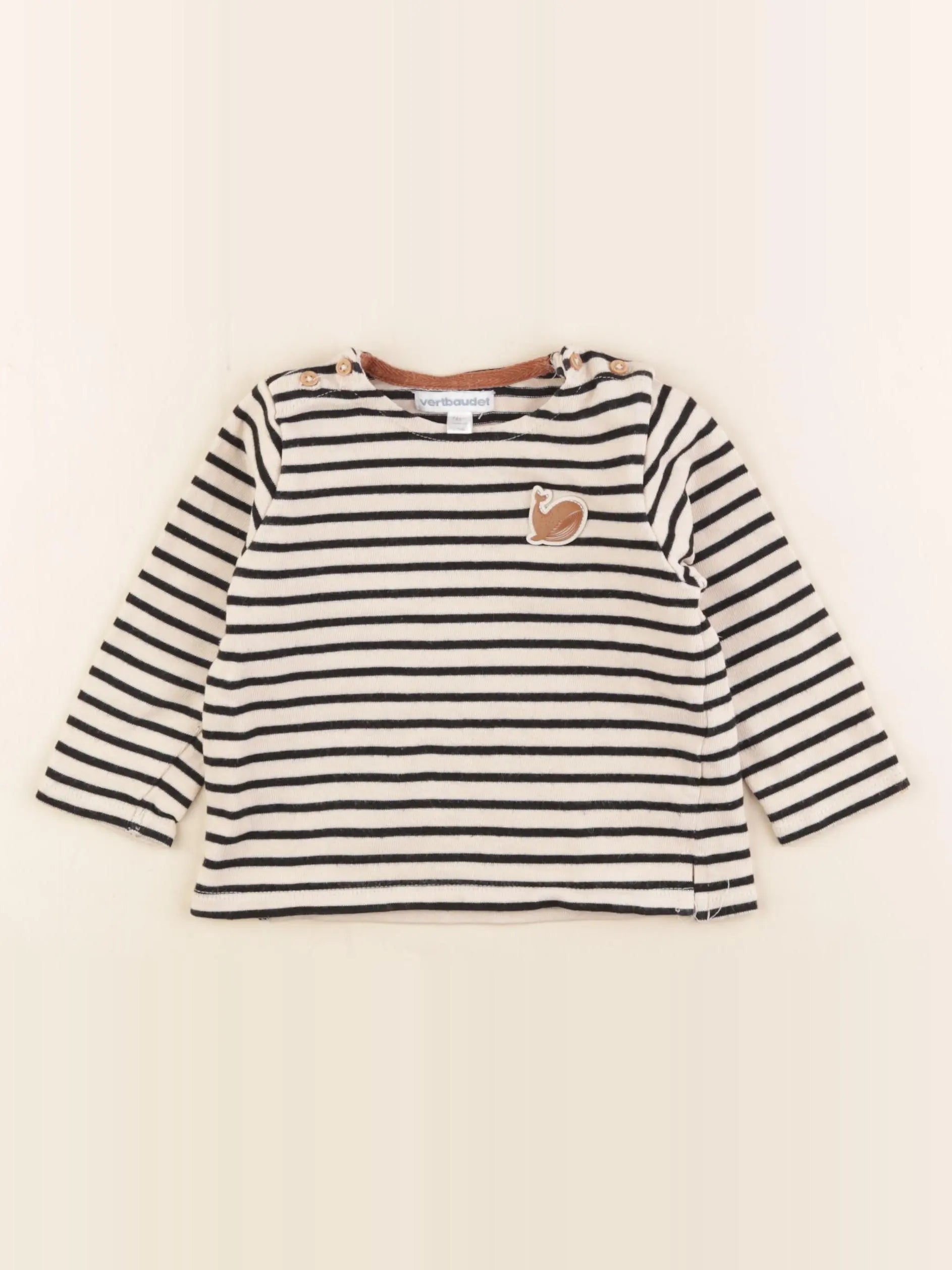 Vertbaudet - tee-shirt beige, noir - 18 mois
