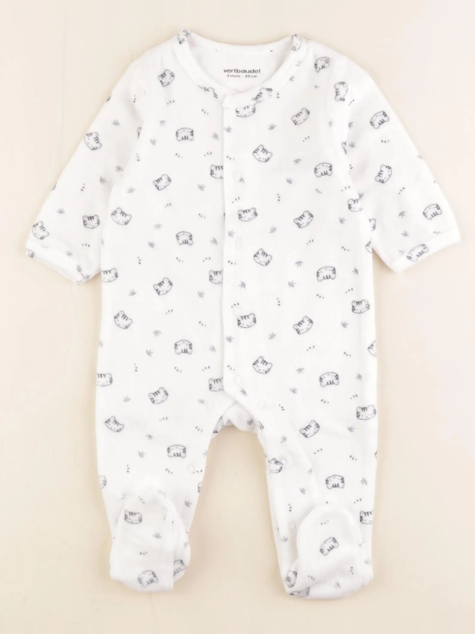 Vertbaudet - pyjama velours blanc - 3 mois
