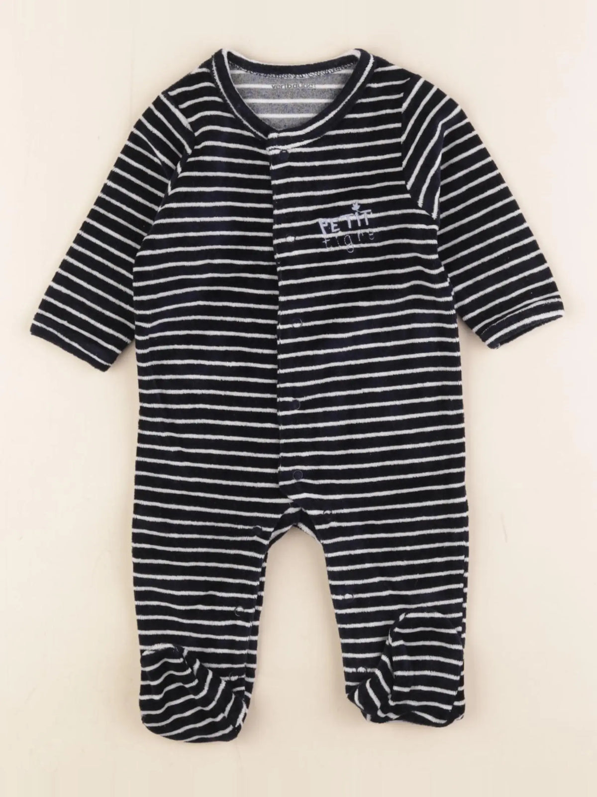 Vertbaudet - pyjama velours bleu - 3 mois