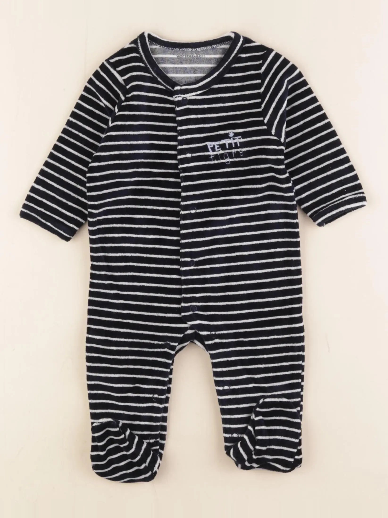 Vertbaudet - pyjama velours bleu - 3 mois