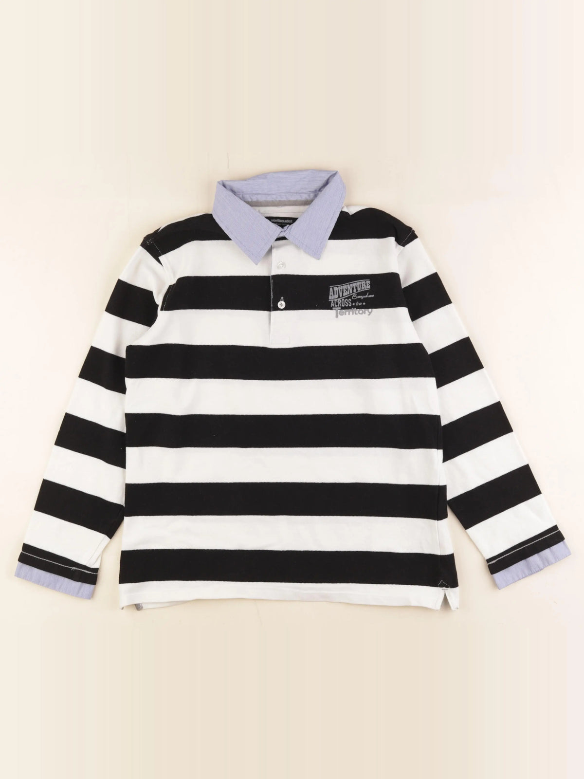 Vertbaudet - polo blanc, noir - 14 ans