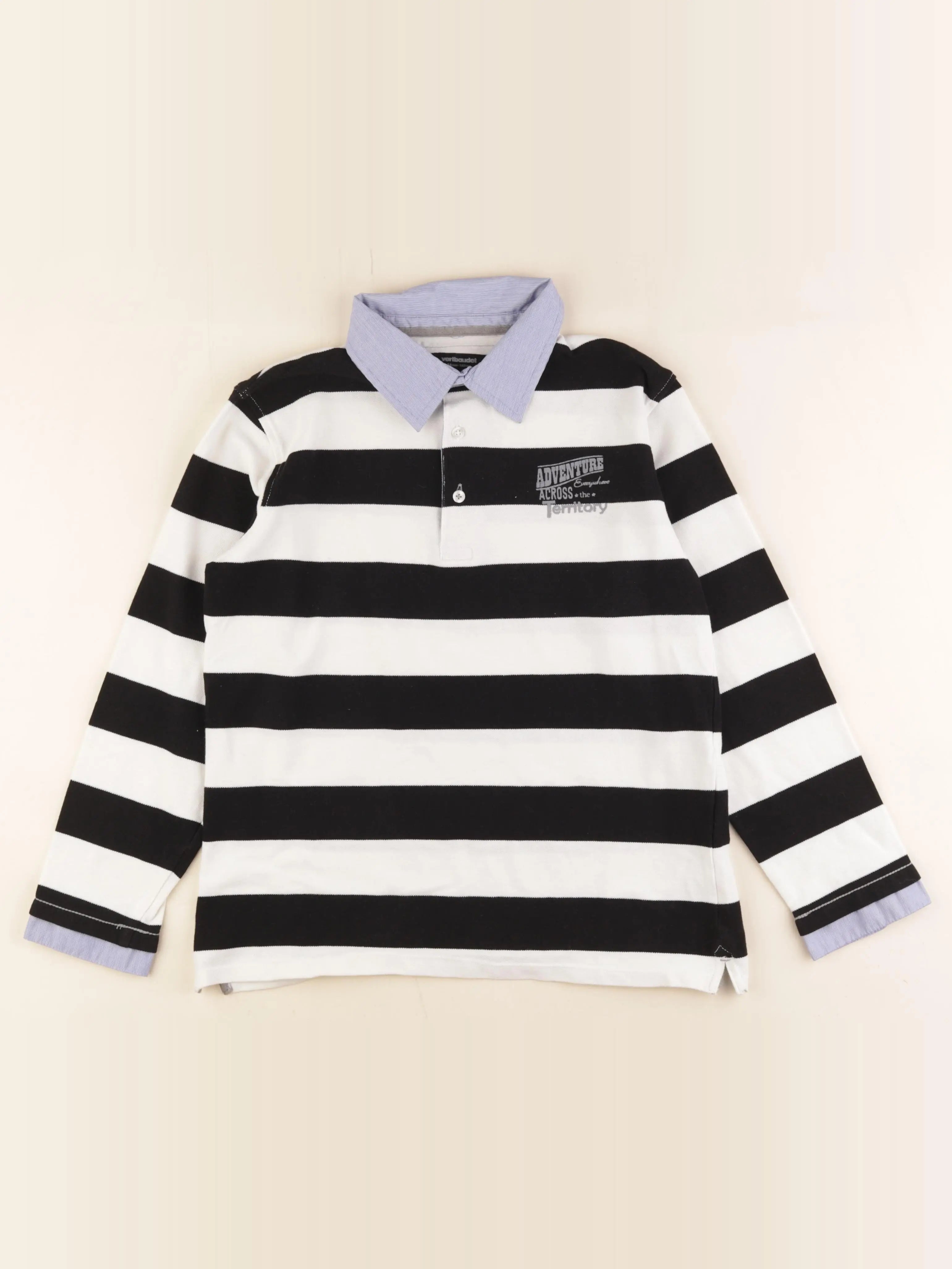 Vertbaudet - polo blanc, noir - 14 ans