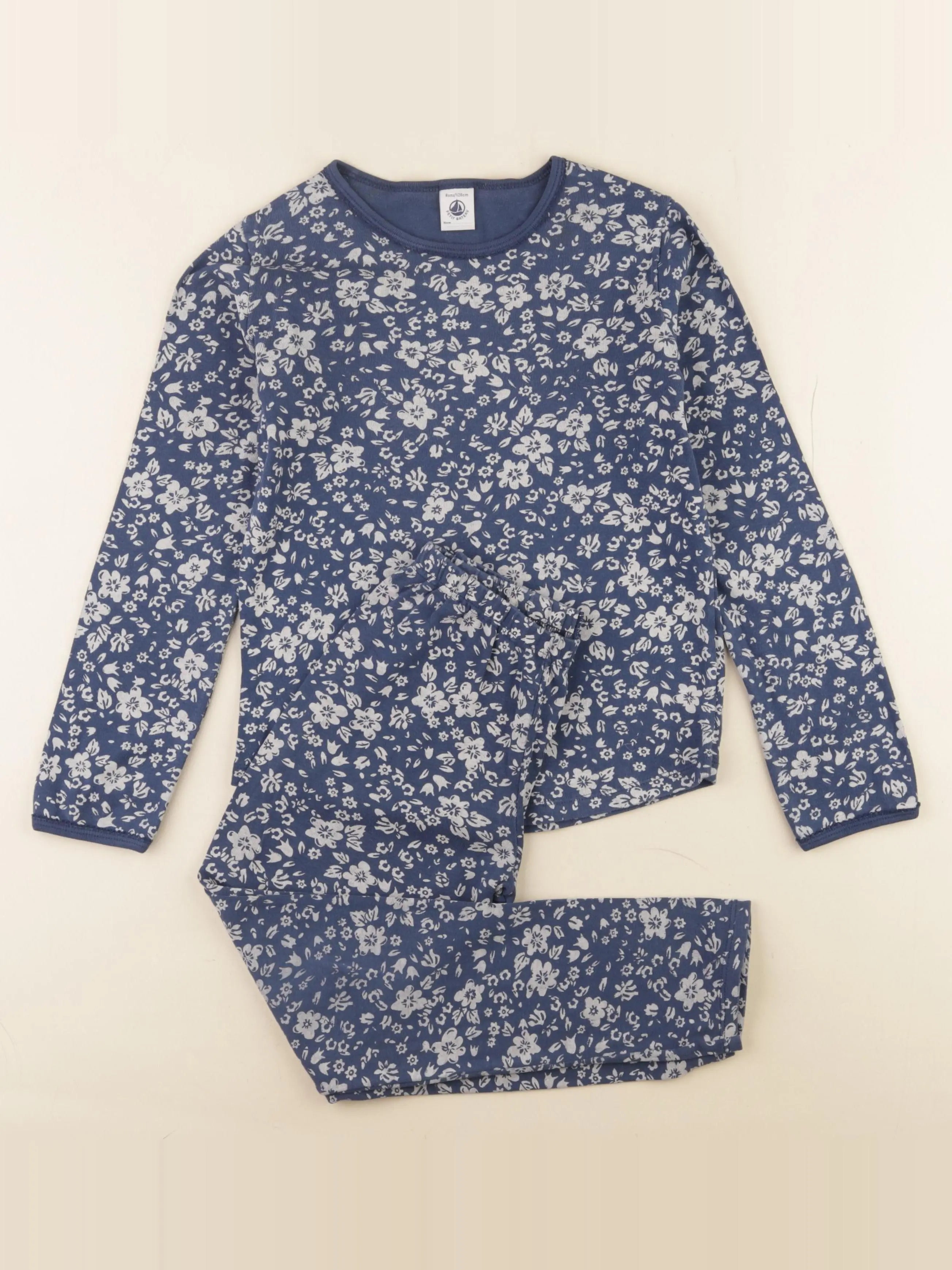 Petit Bateau - pyjama coton bleu - 8 ans