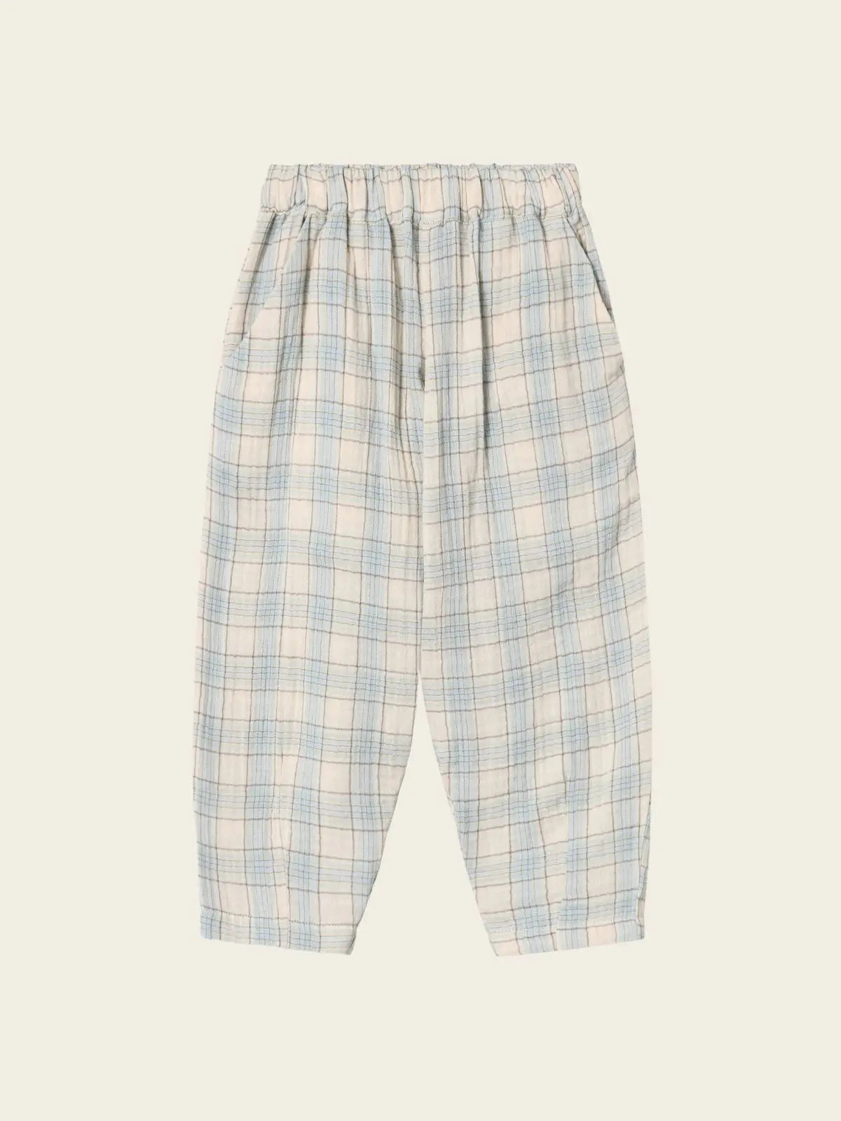 Pantalon bleu, beige