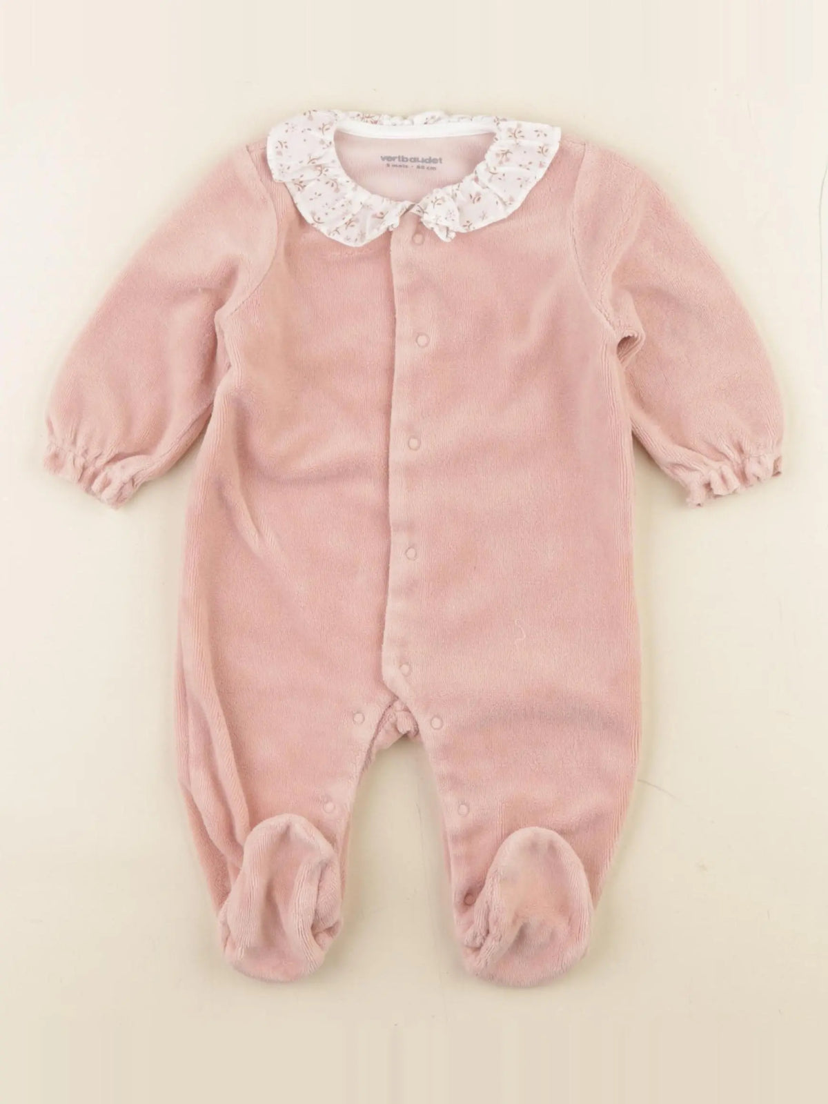 Vertbaudet - pyjama velours rose - 3 mois