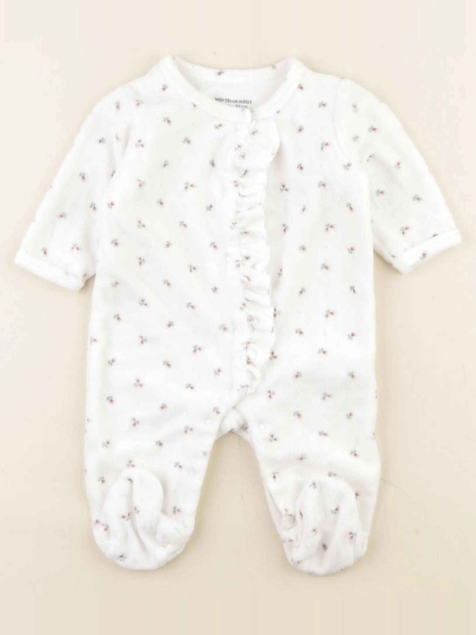 Vertbaudet - pyjama velours blanc - 3 mois