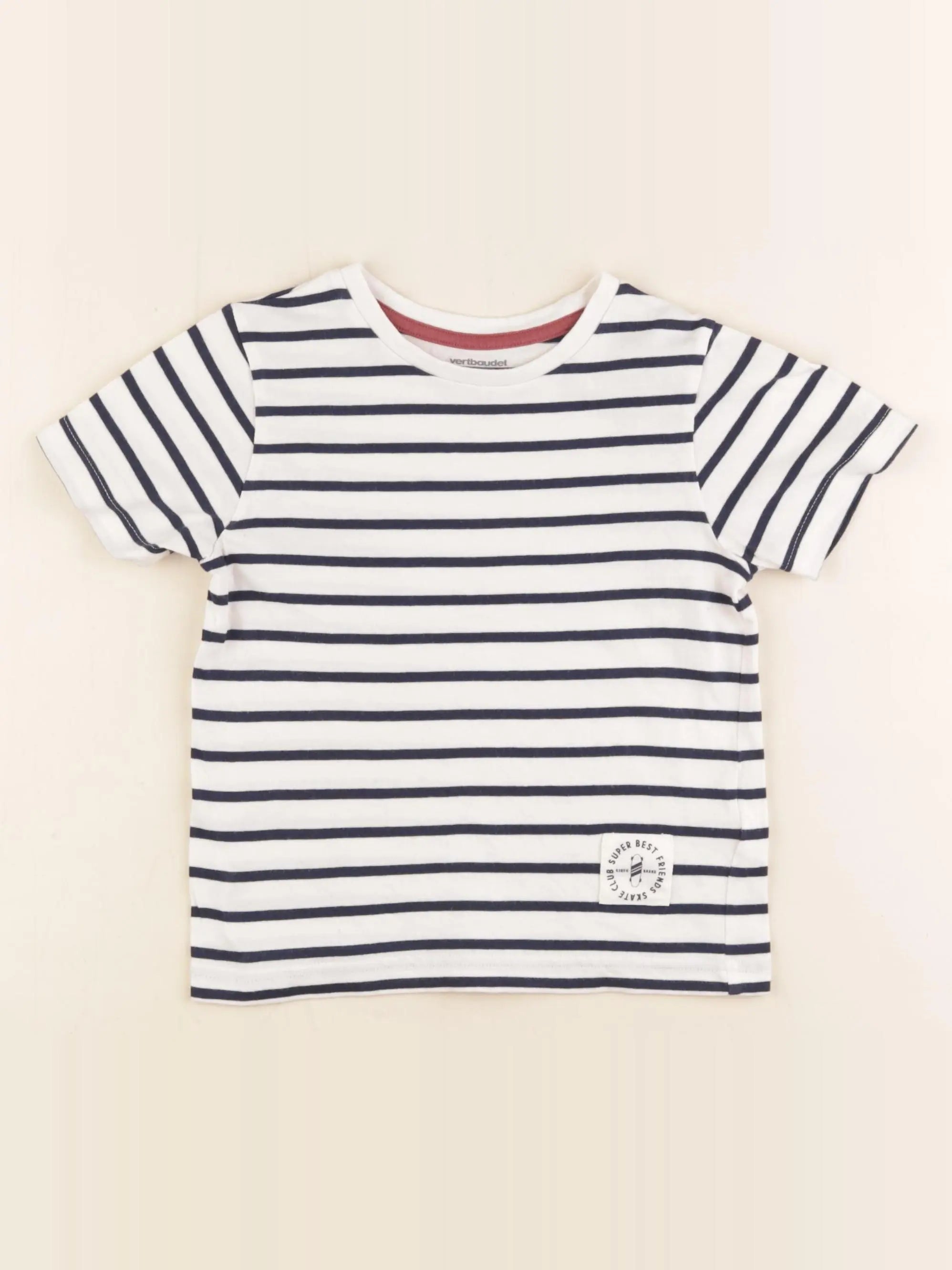 Vertbaudet - tee-shirt bleu, blanc - 5 ans