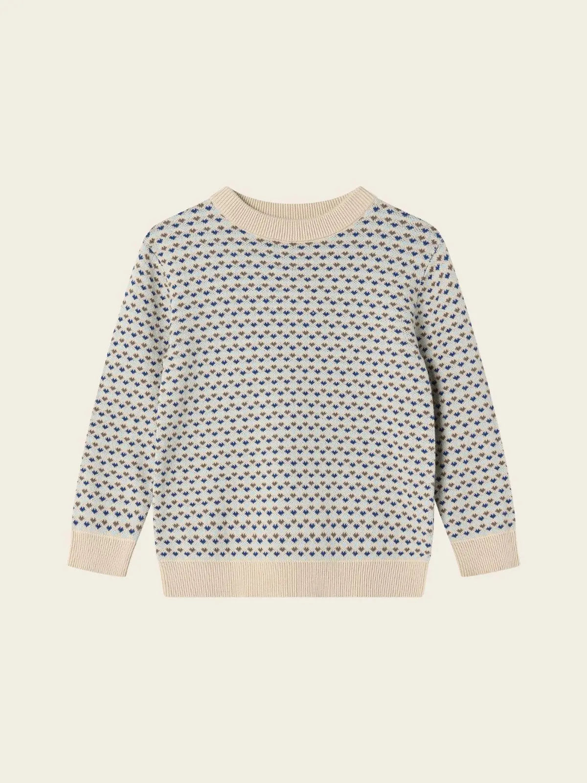 Pull beige, bleu
