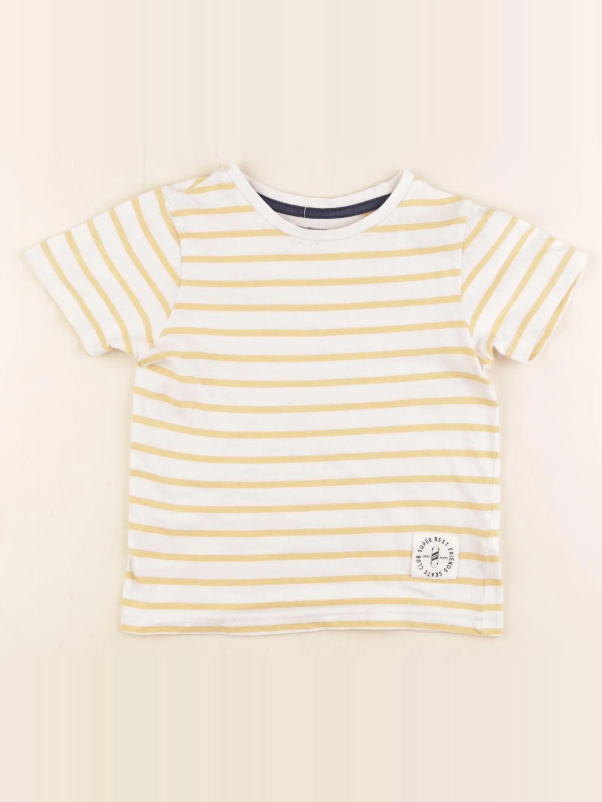 Vertbaudet - tee-shirt blanc, jaune - 5 ans