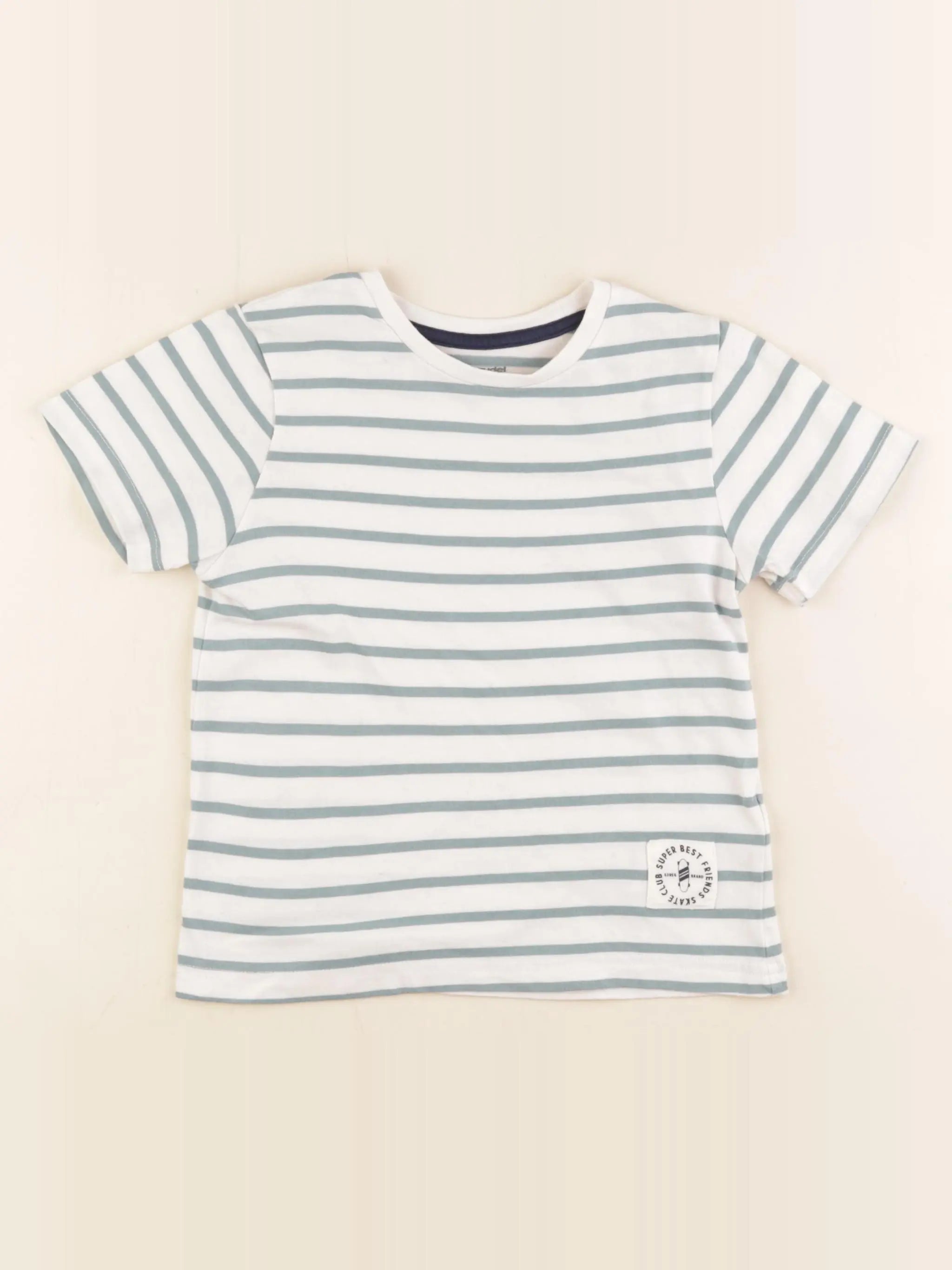 Vertbaudet - tee-shirt blanc, vert - 5 ans