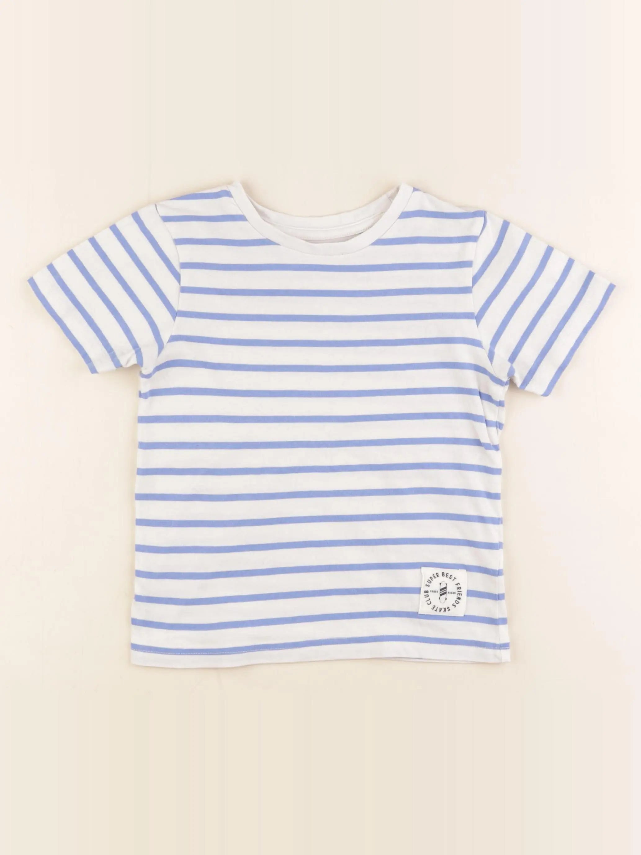 Vertbaudet - tee-shirt blanc, bleu - 5 ans