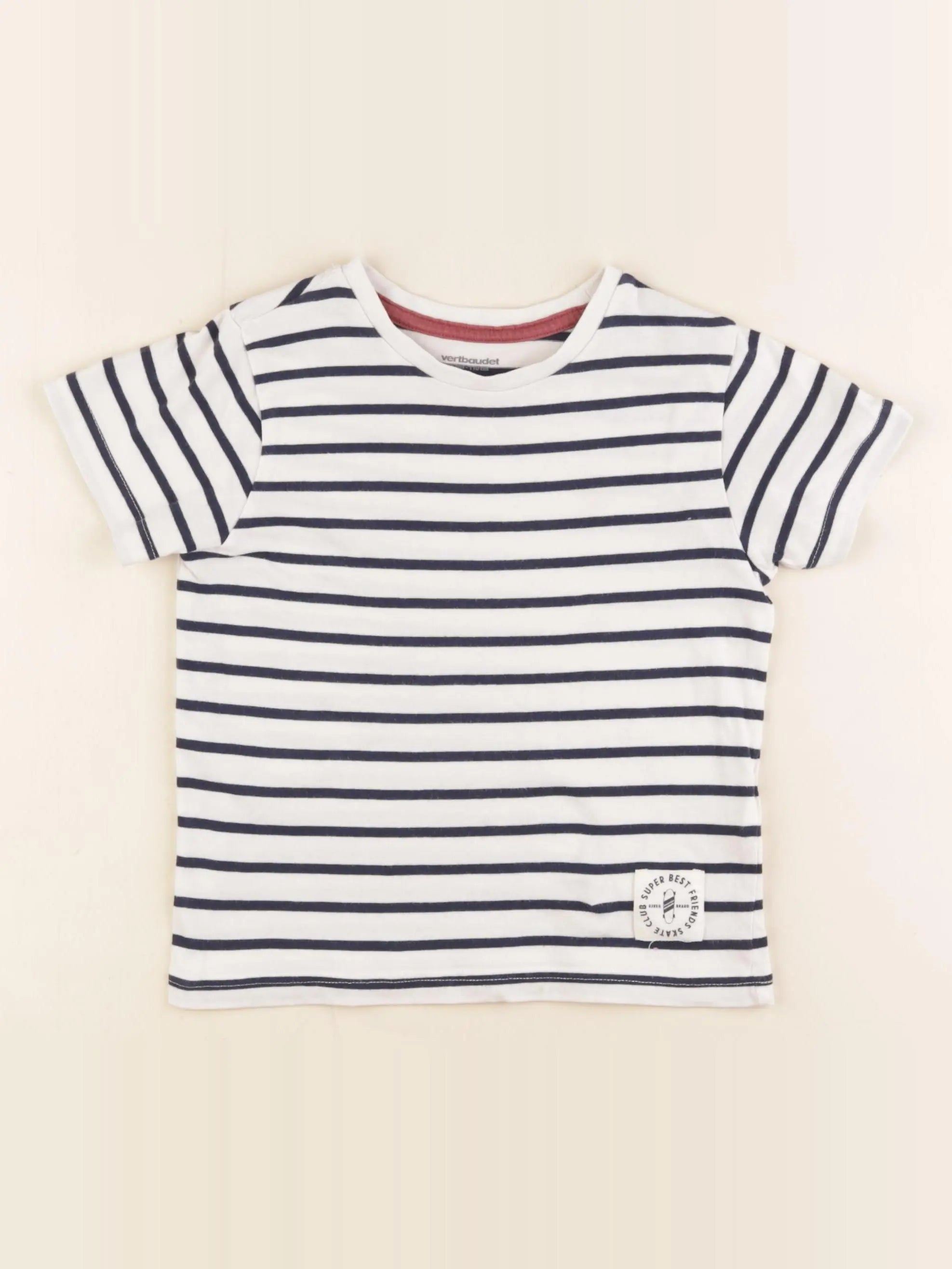 Vertbaudet - tee-shirt blanc, bleu - 5 ans