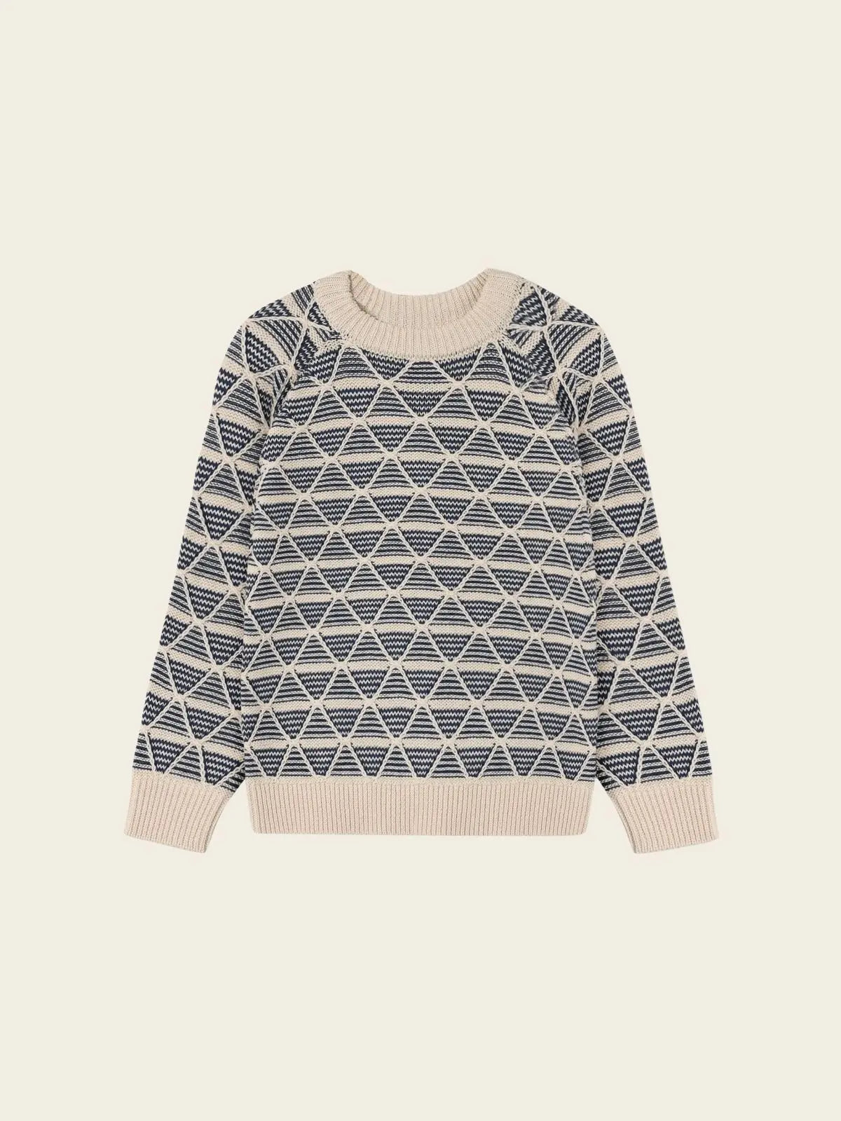 Pull beige, bleu
