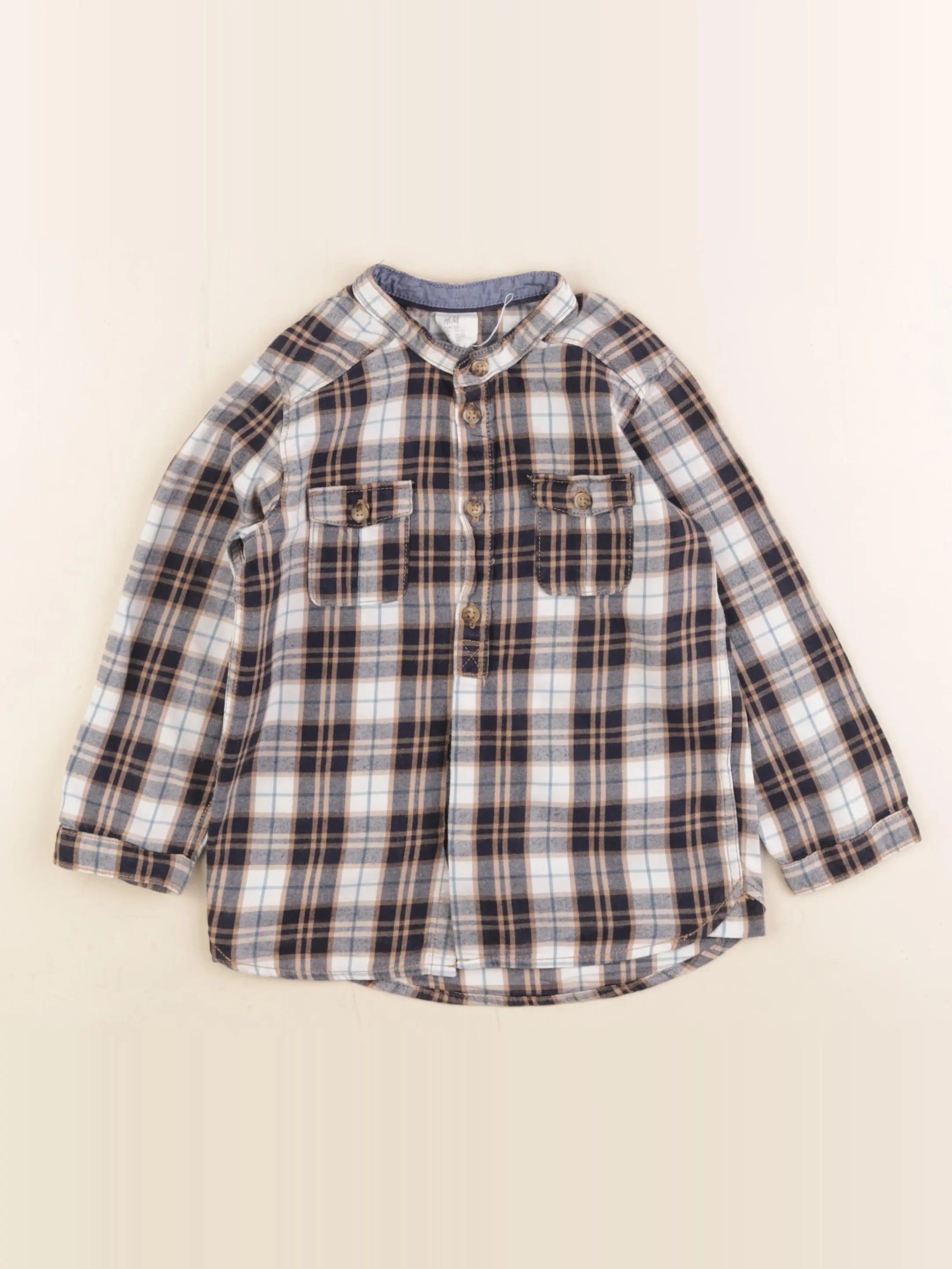 H&M - chemise bleu, marron - 1 an à 2 ans