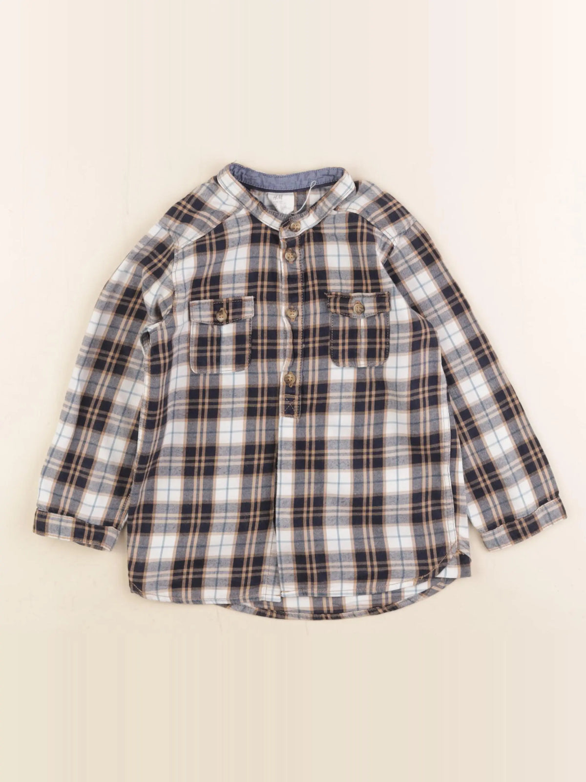 H&M - chemise bleu, marron - 1 an à 2 ans