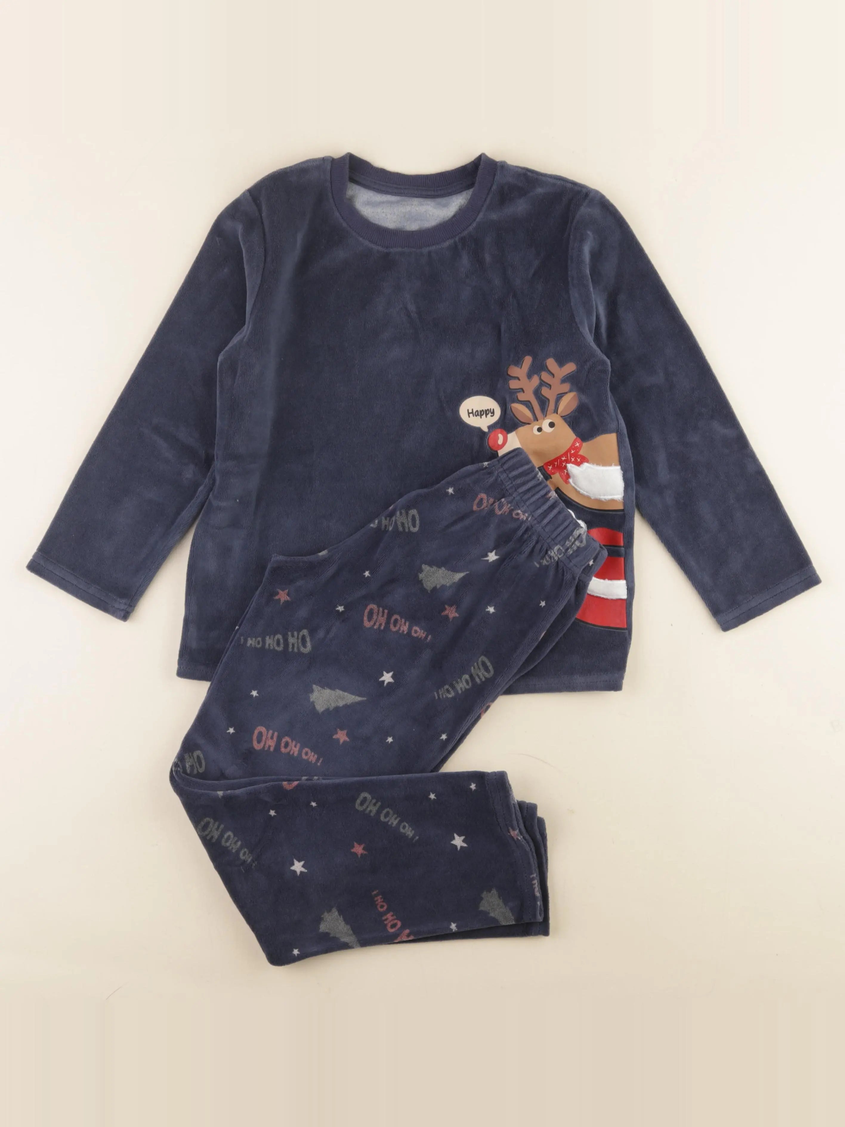 Vertbaudet - pyjama velours bleu - 8 ans