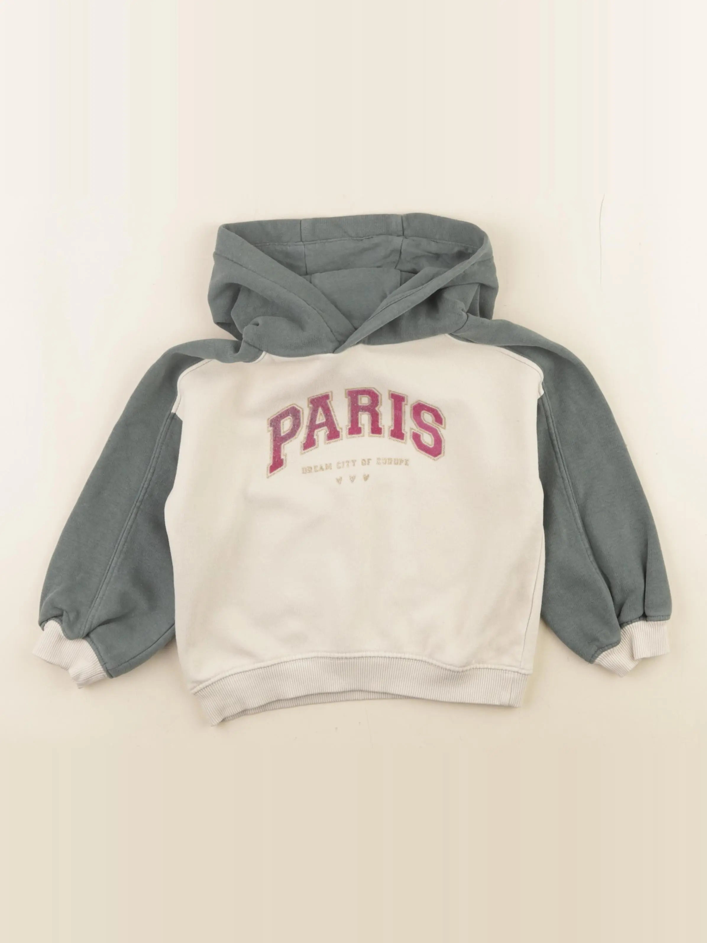 Vertbaudet - sweat beige, vert - 3 ans