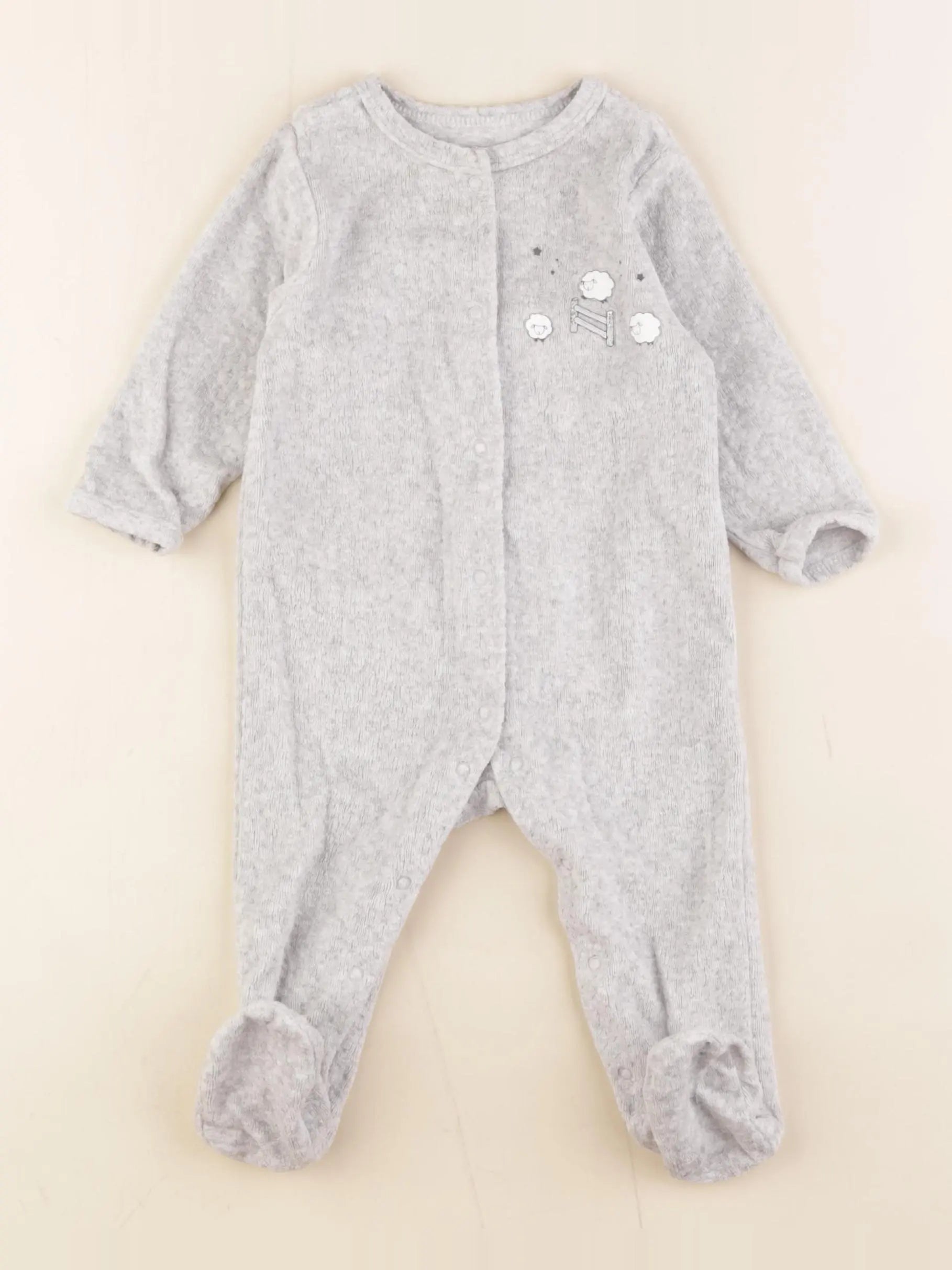 Vertbaudet - pyjama velours gris - 6 mois