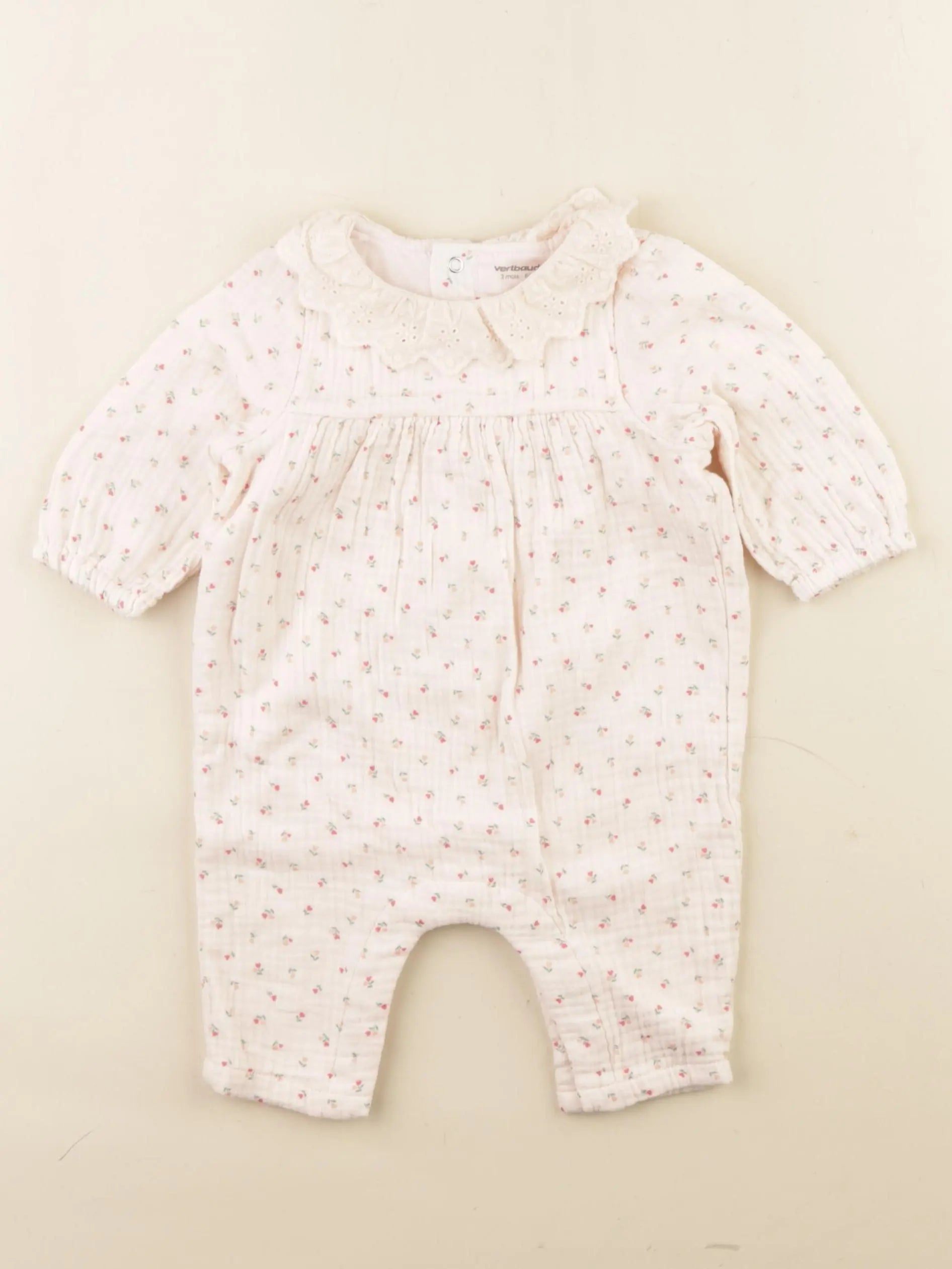 Vertbaudet - combinaison doublé rose - 3 mois