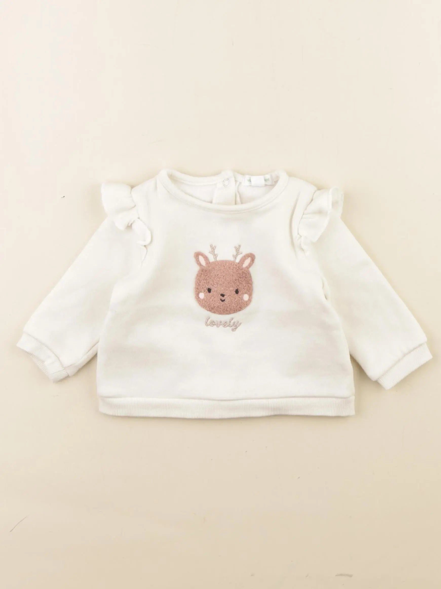 Vertbaudet - sweat beige - 3 mois