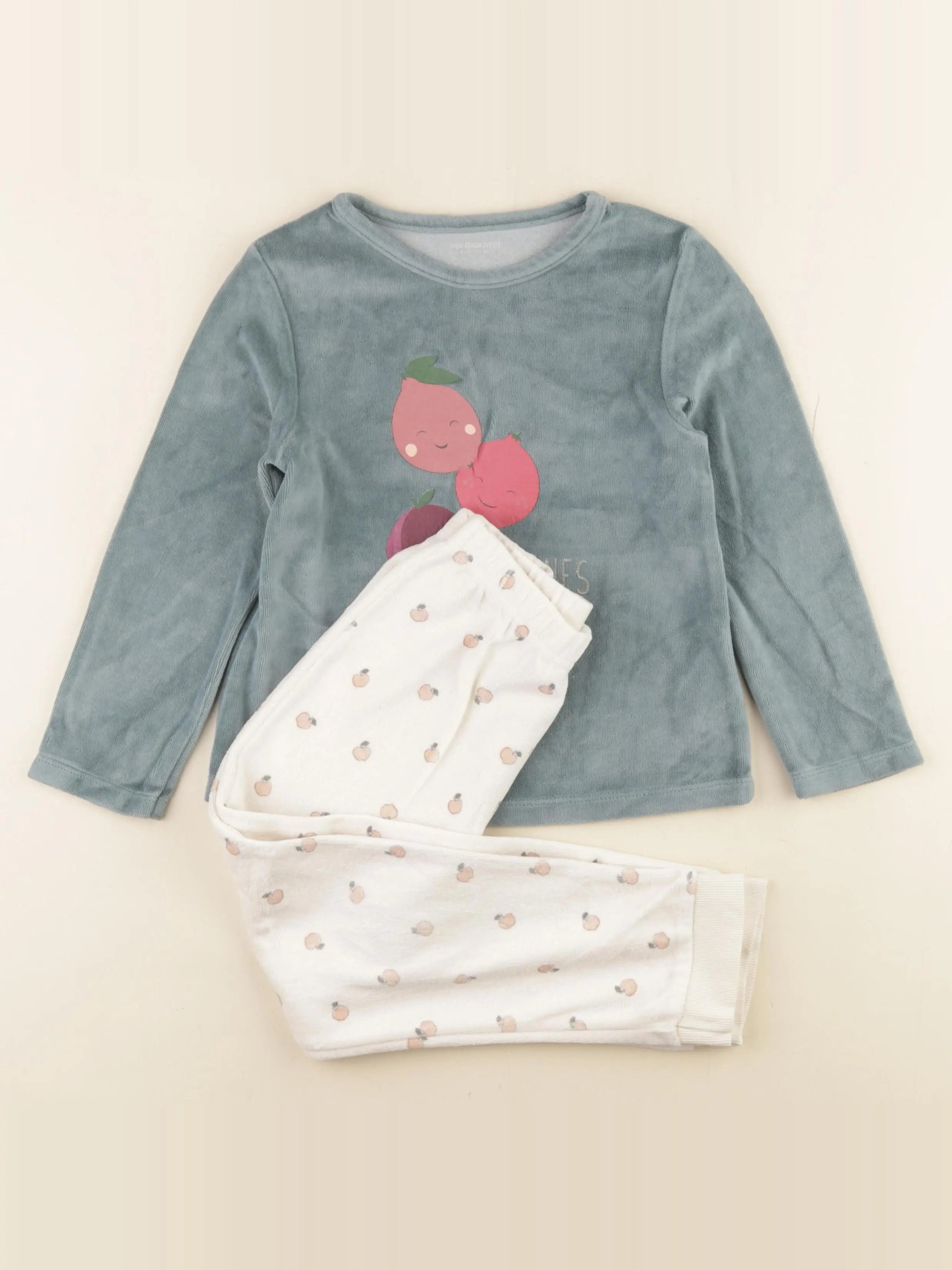 Vertbaudet - pyjama velours vert - 5 ans