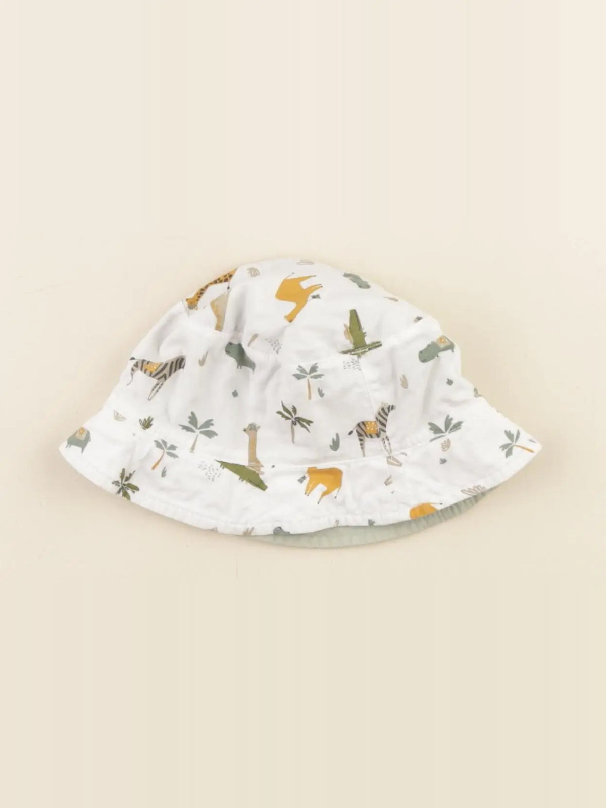 Vertbaudet - chapeau réversible blanc, vert - 6 mois