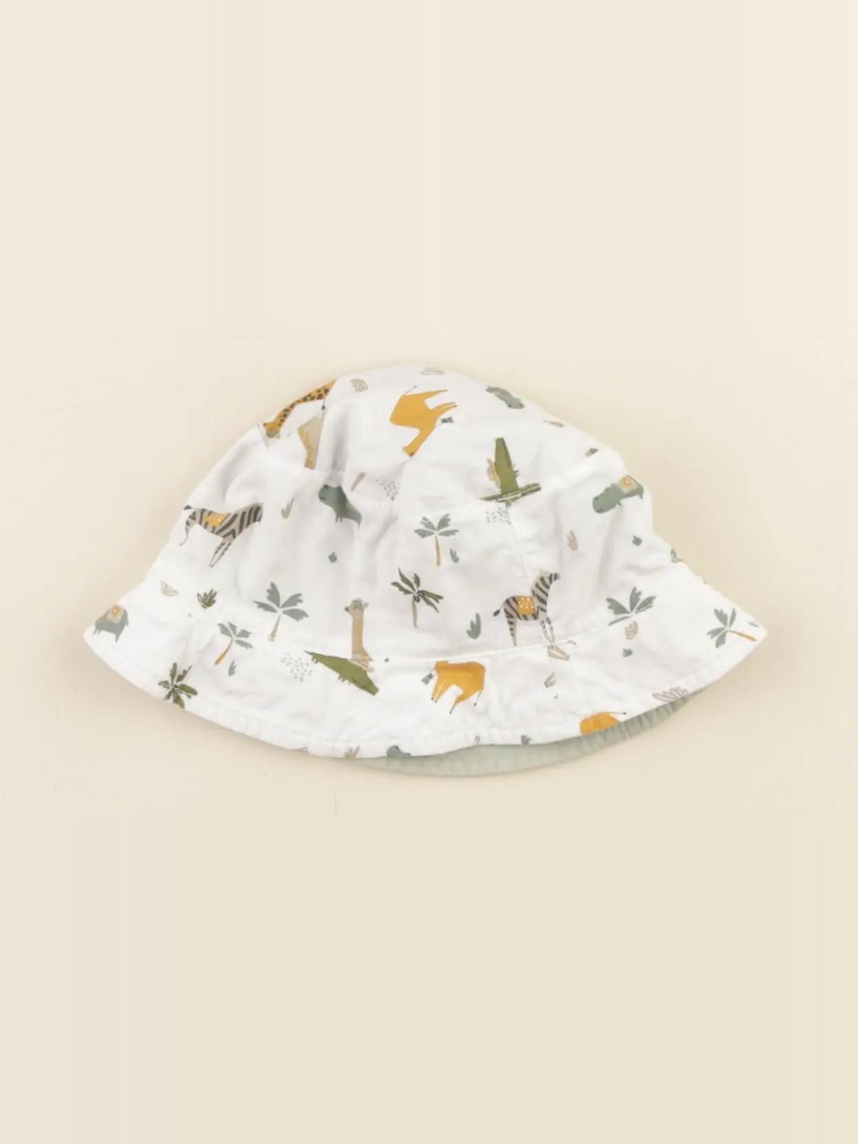 Vertbaudet - chapeau réversible blanc, vert - 6 mois