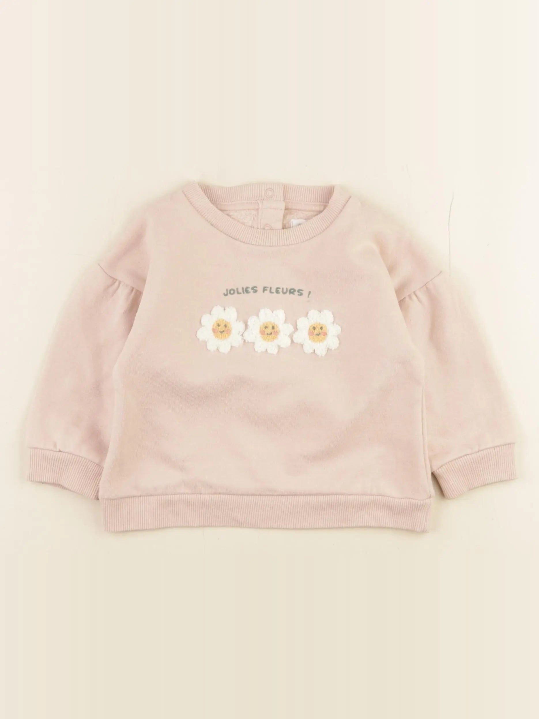 Vertbaudet - sweat rose - 12 mois