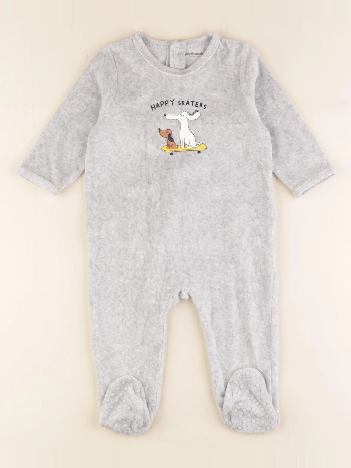 Vertbaudet - pyjama velours gris - 12 mois