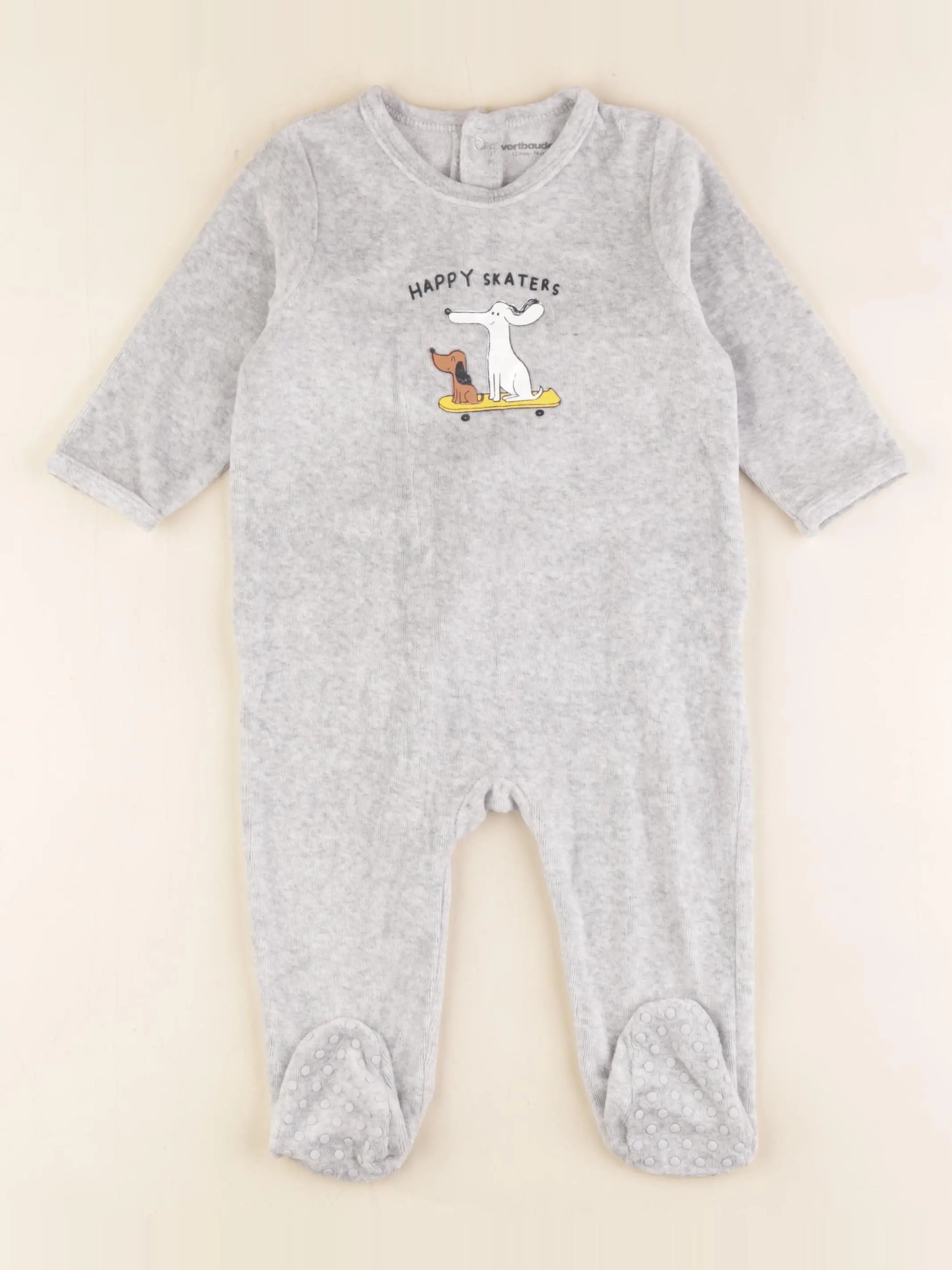 Vertbaudet - pyjama velours gris - 12 mois
