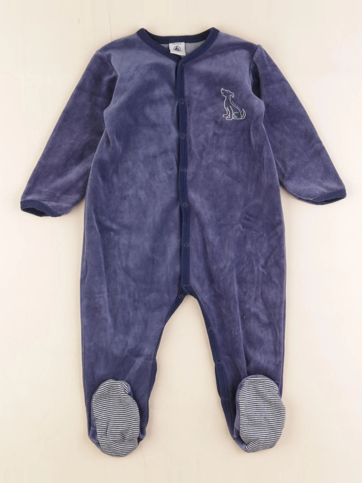Petit Bateau - pyjama velours bleu - 2 ans