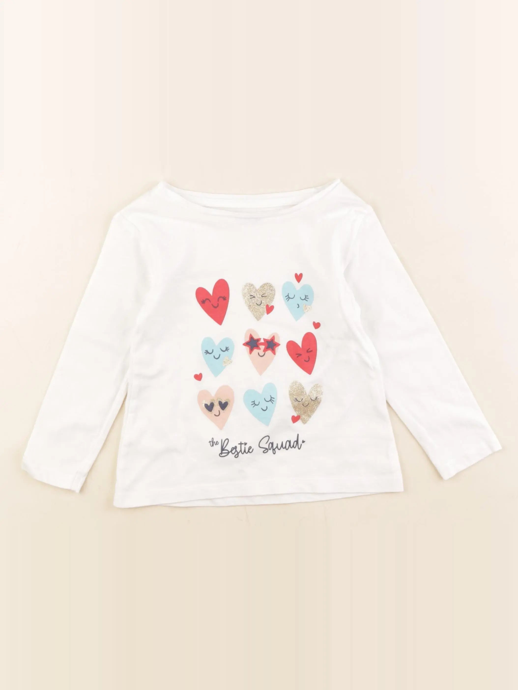 Vertbaudet - tee-shirt blanc, or - 2 ans