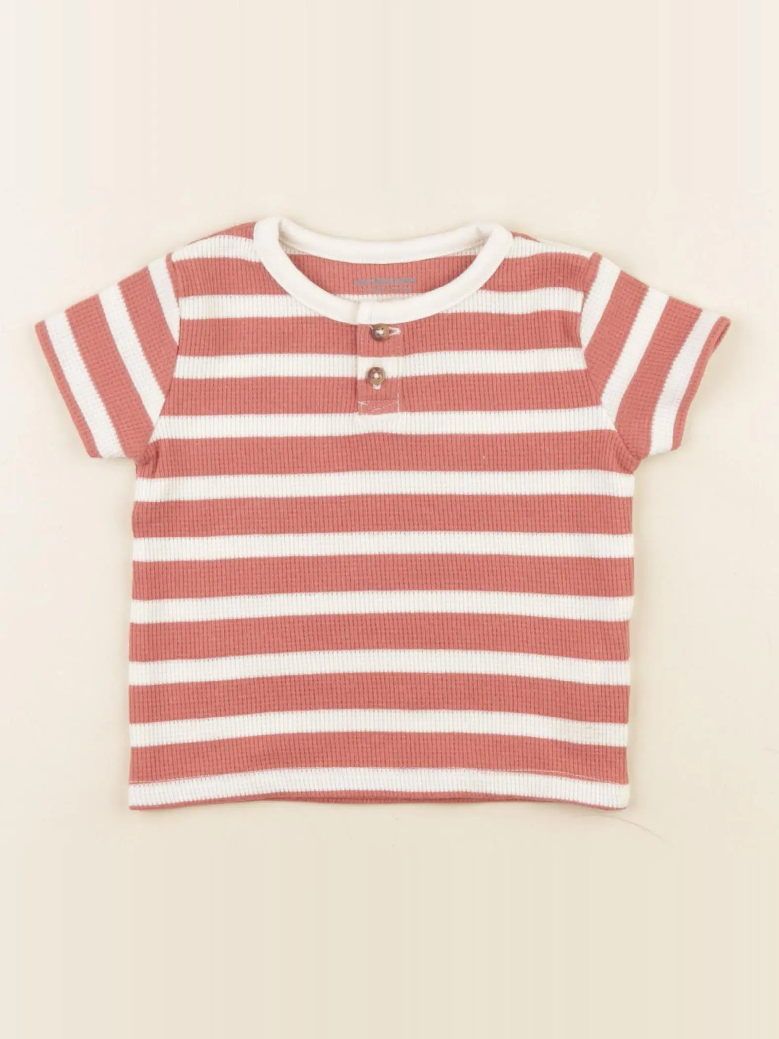 Vertbaudet - tee-shirt beige, rouge - 6 mois