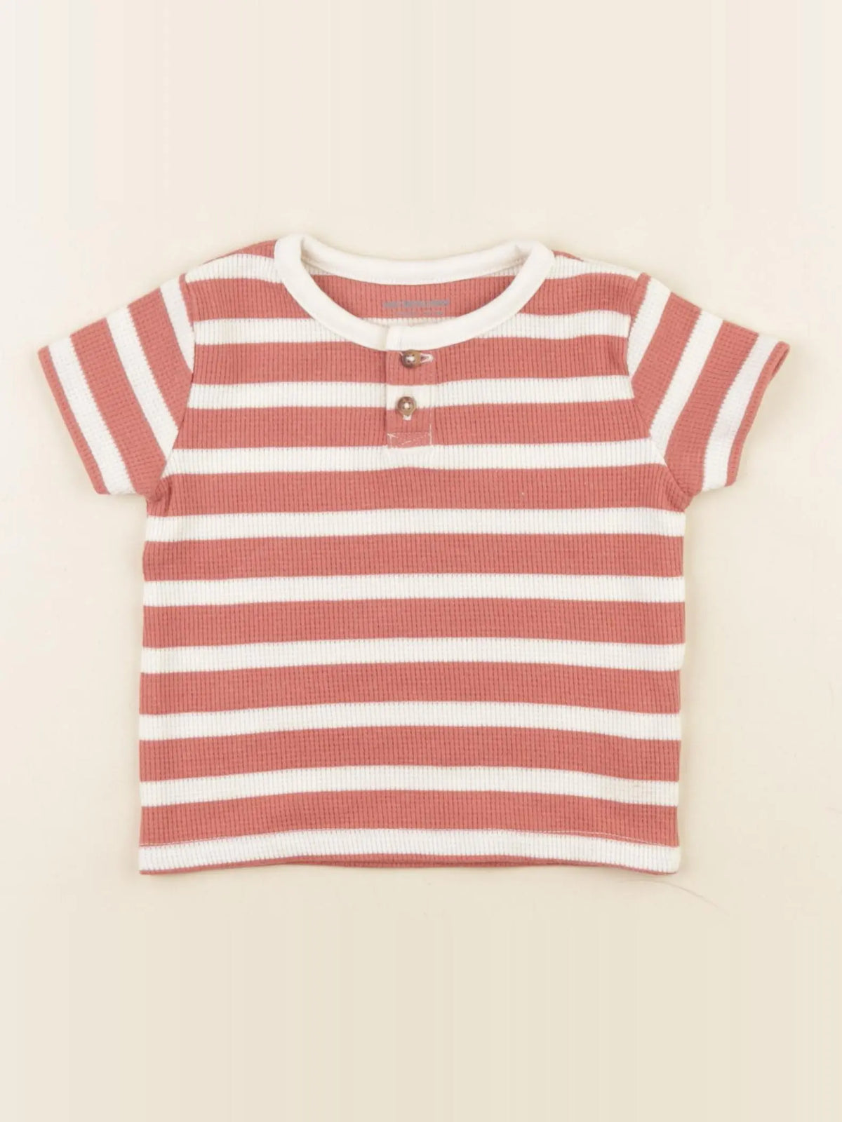 Vertbaudet - tee-shirt beige, rouge - 6 mois