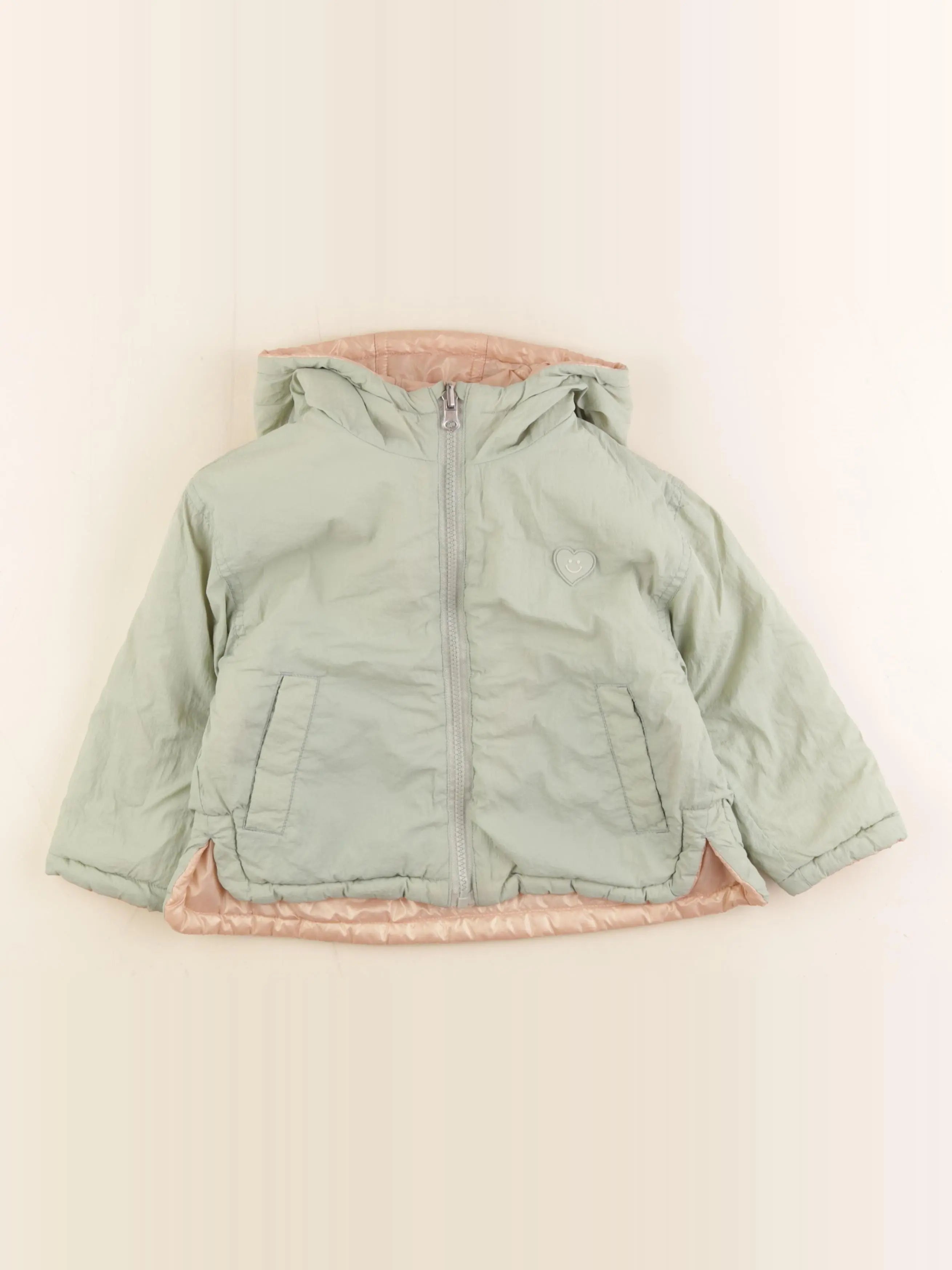 Vertbaudet - veste doublé, réversible vert, rose - 4 ans