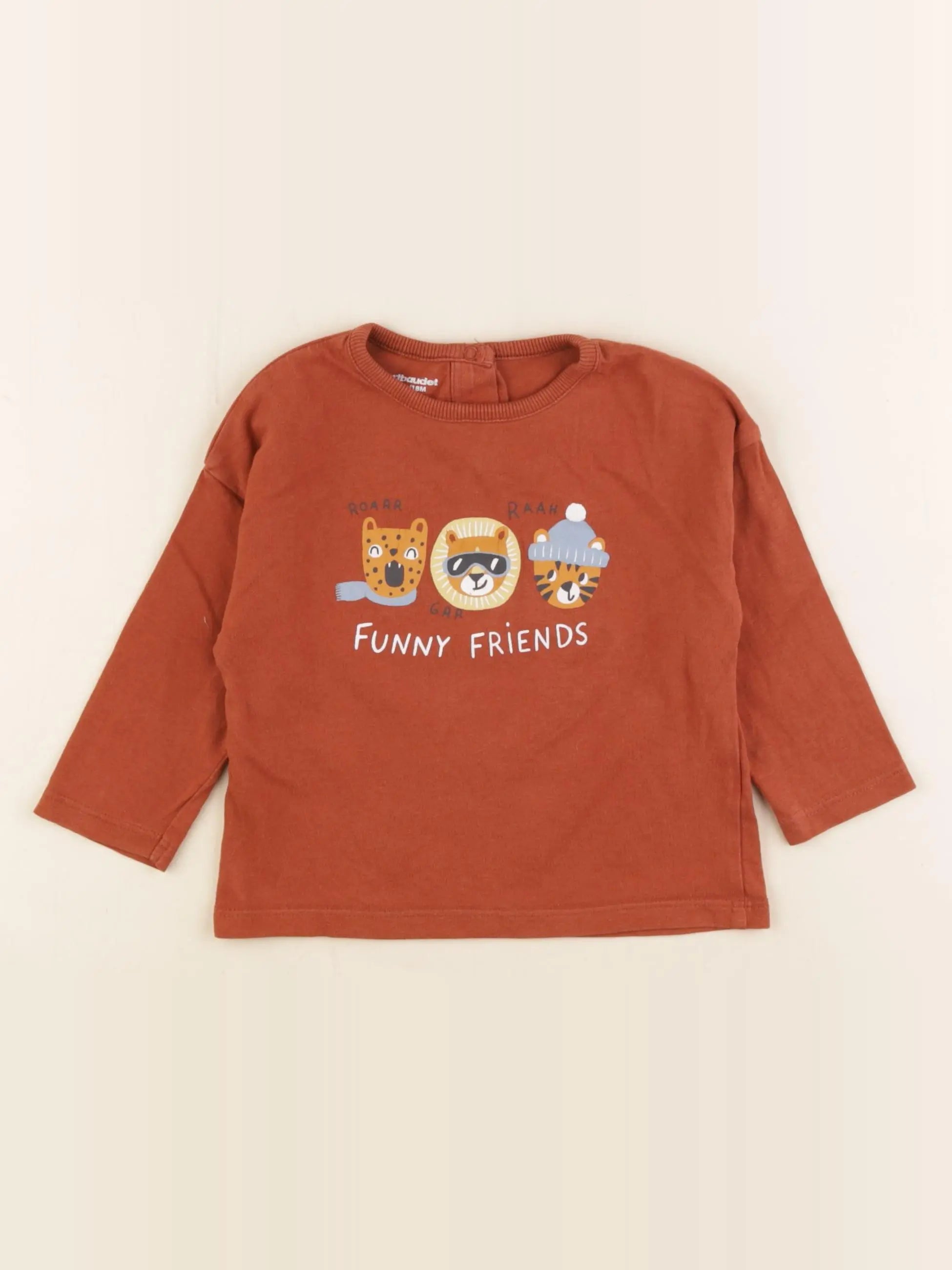 Vertbaudet - tee-shirt marron - 18 mois