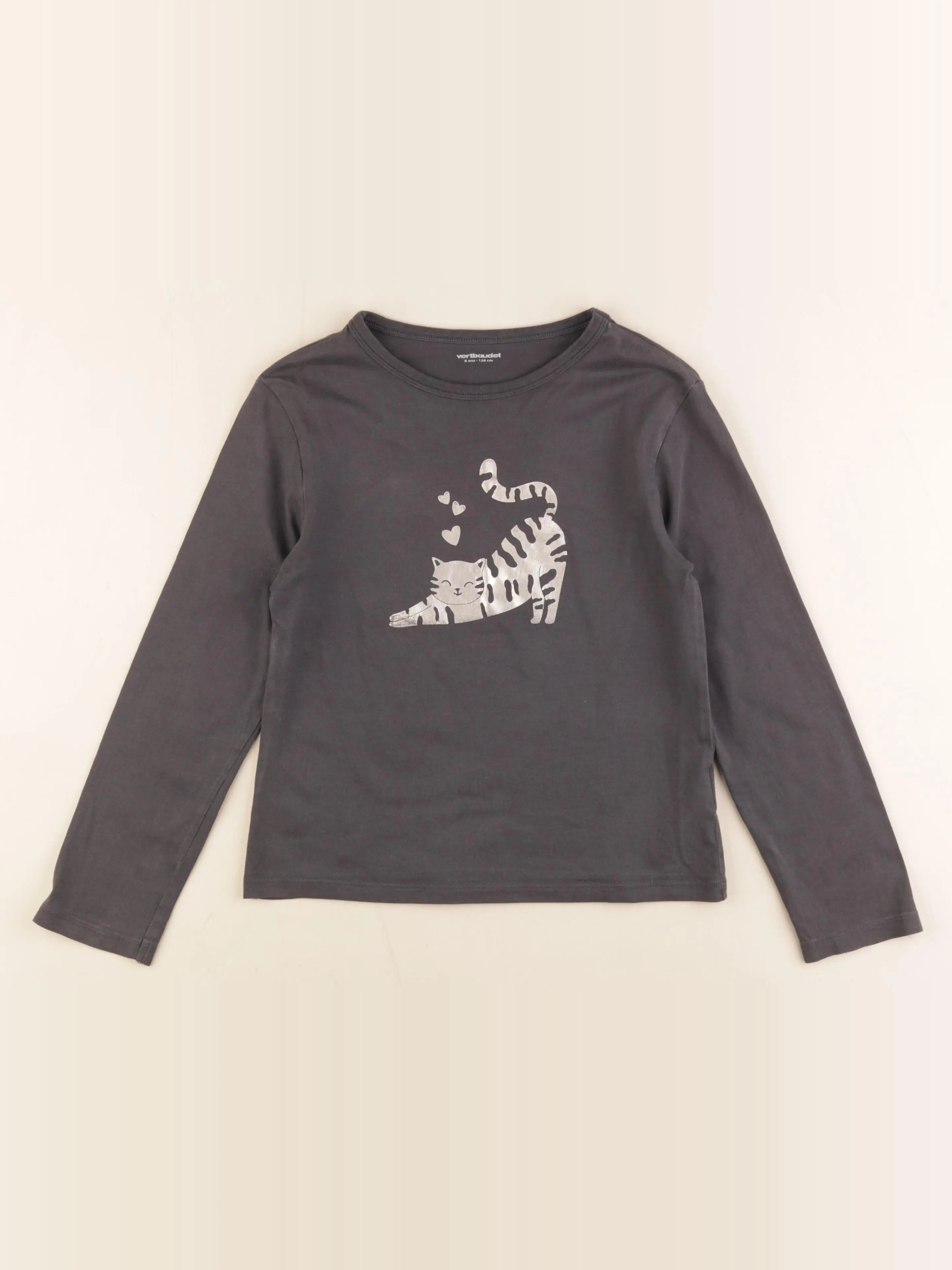 Vertbaudet - tee-shirt gris - 8 ans