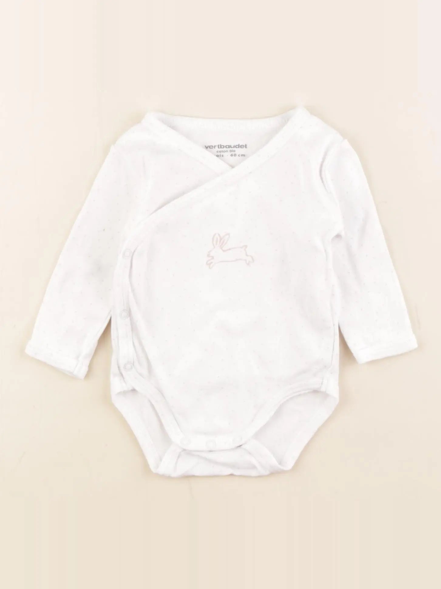 Vertbaudet - body blanc, rose - 3 mois