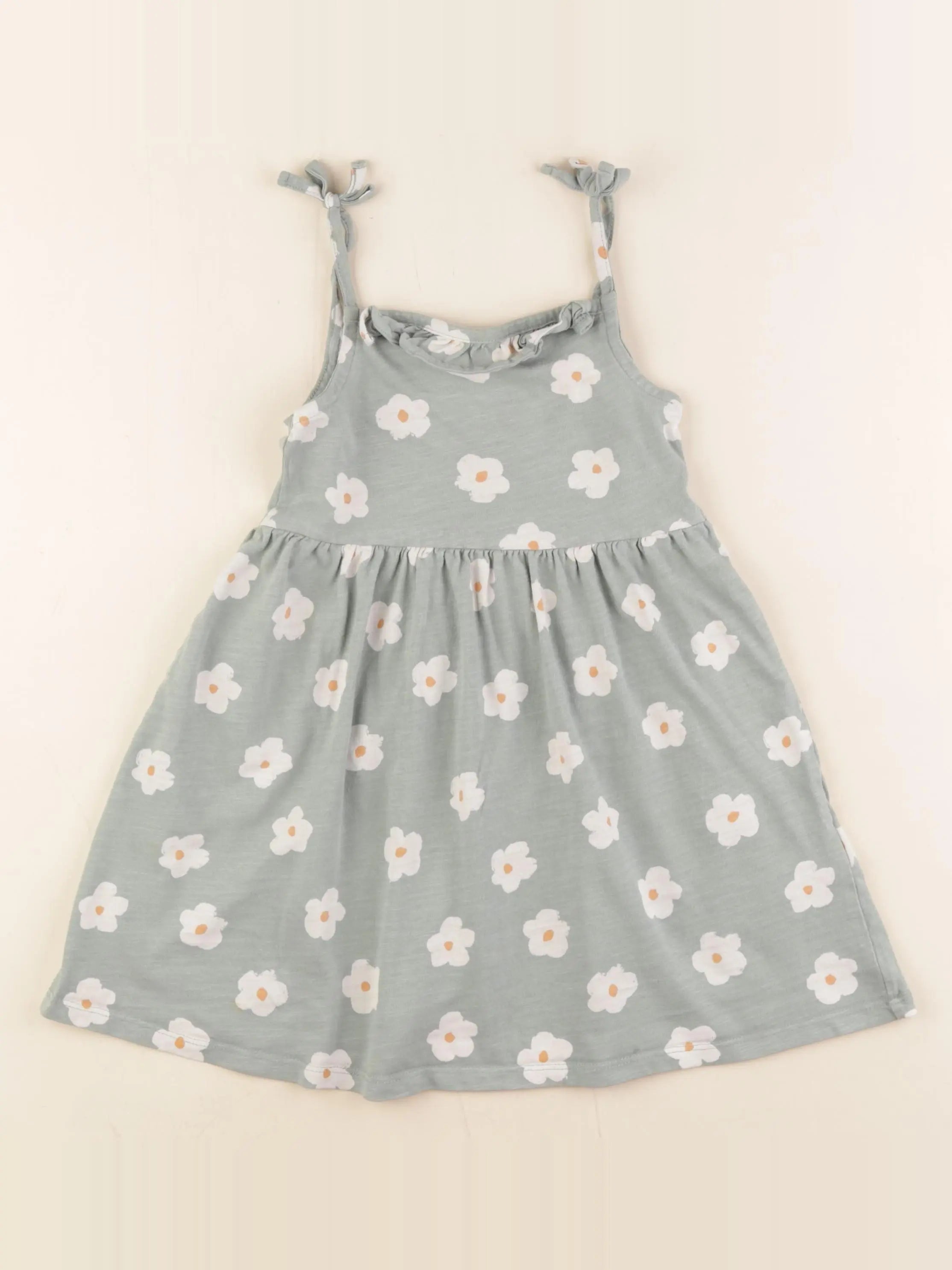 Vertbaudet - robe vert, blanc - 4 ans