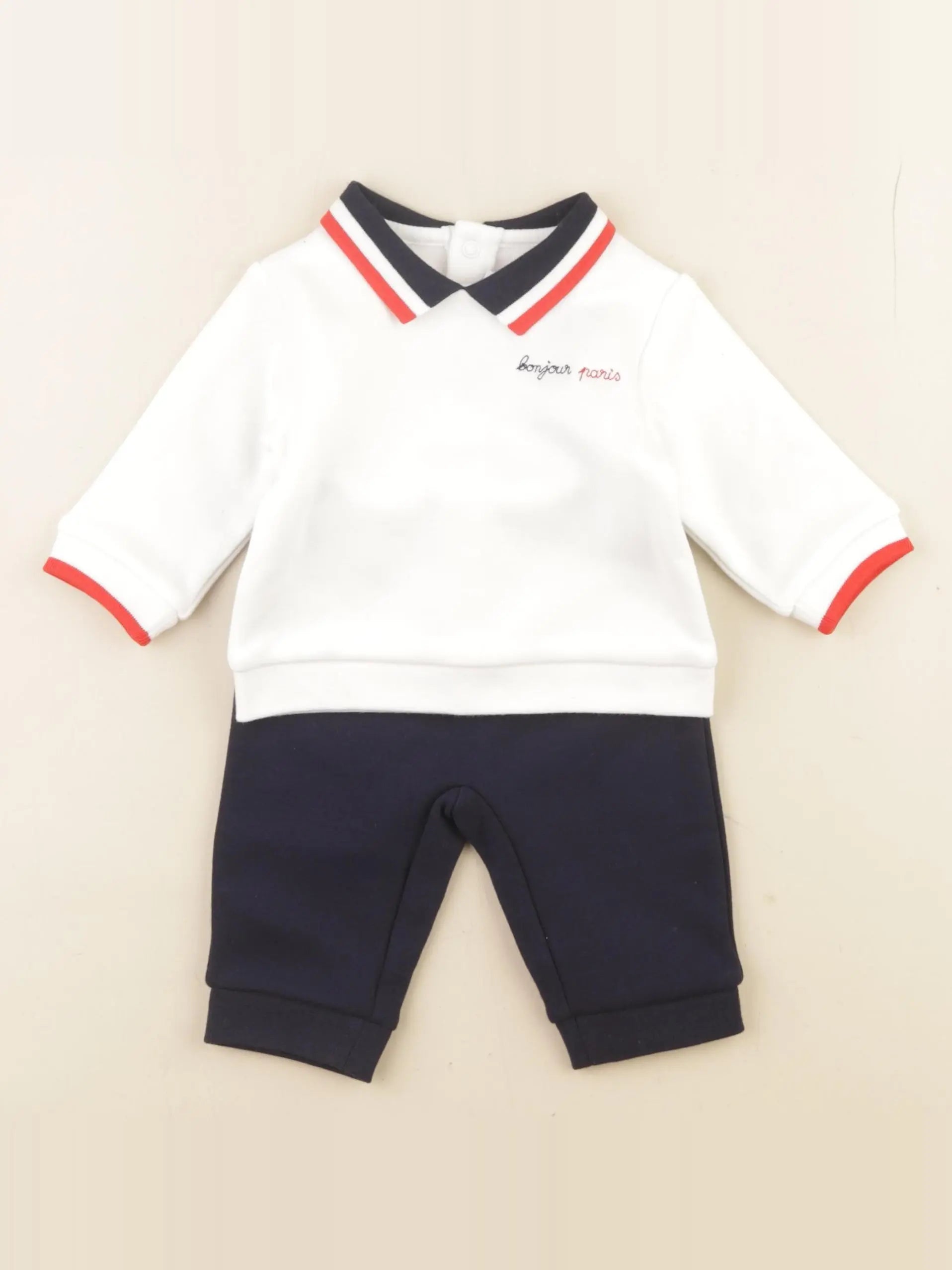 Jacadi - ensemble bleu, blanc - 3 mois