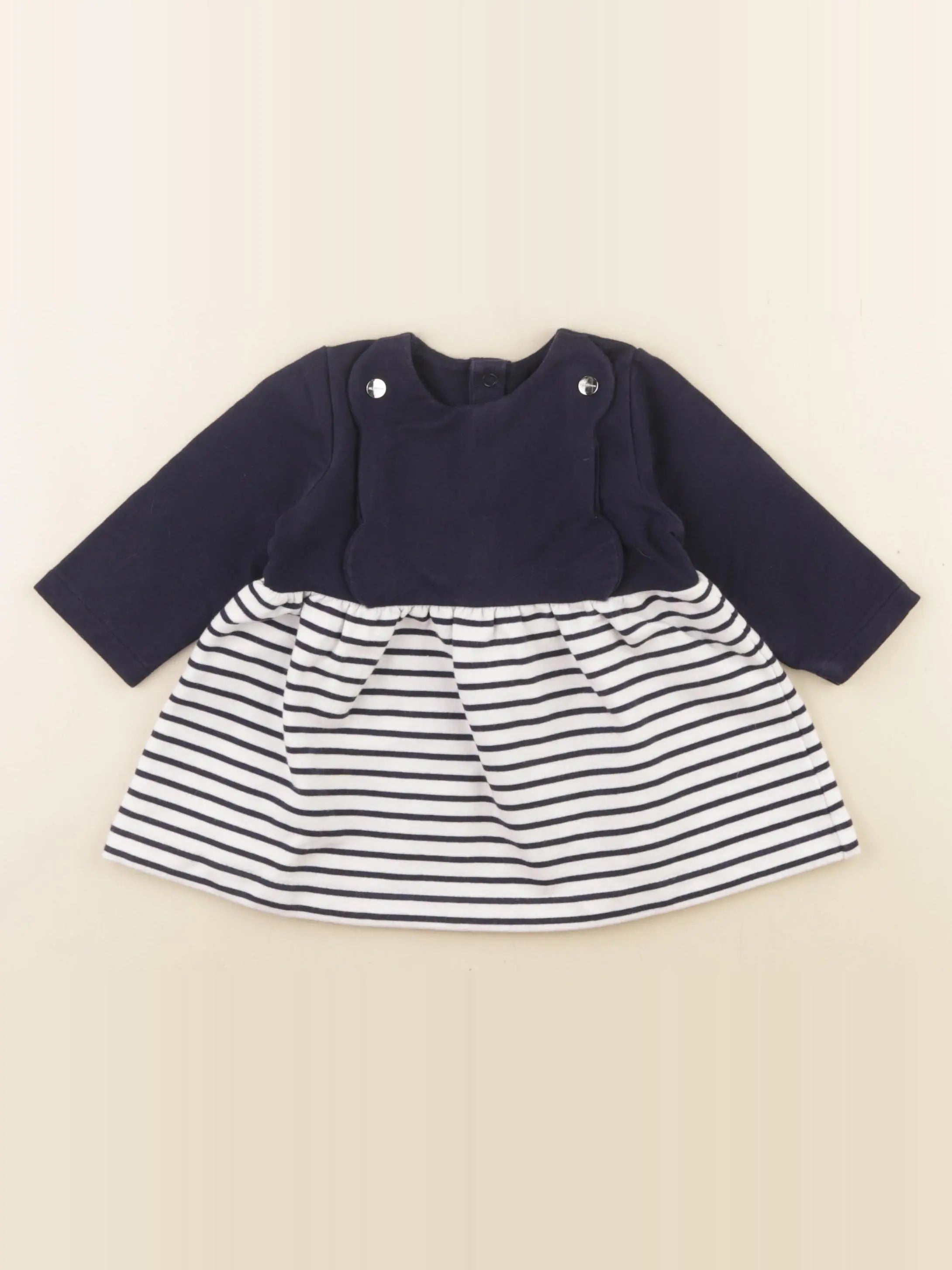 Jacadi - robe blanc, bleu - 6 mois