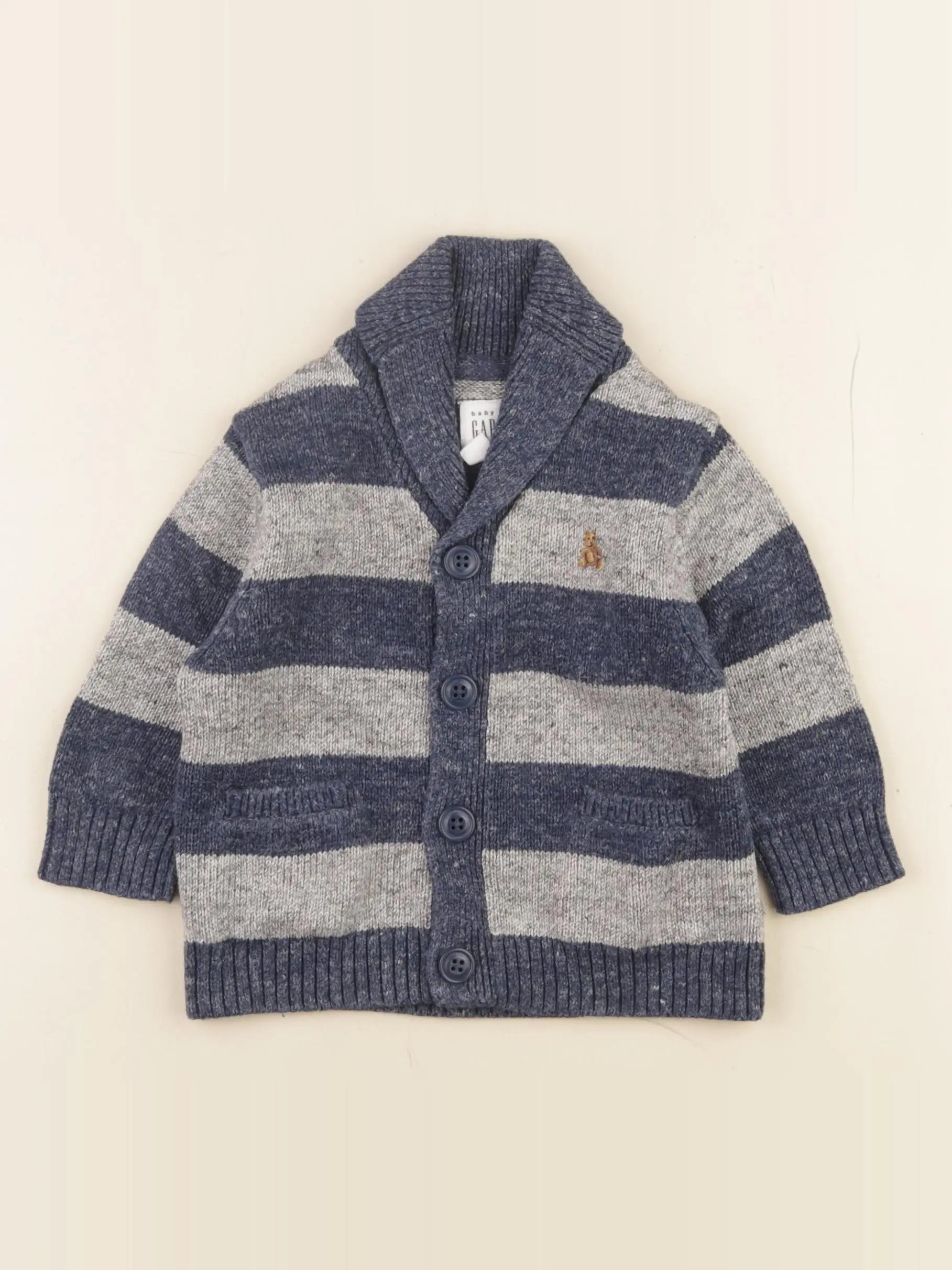 GAP - gilet bleu, gris - 6/12 mois