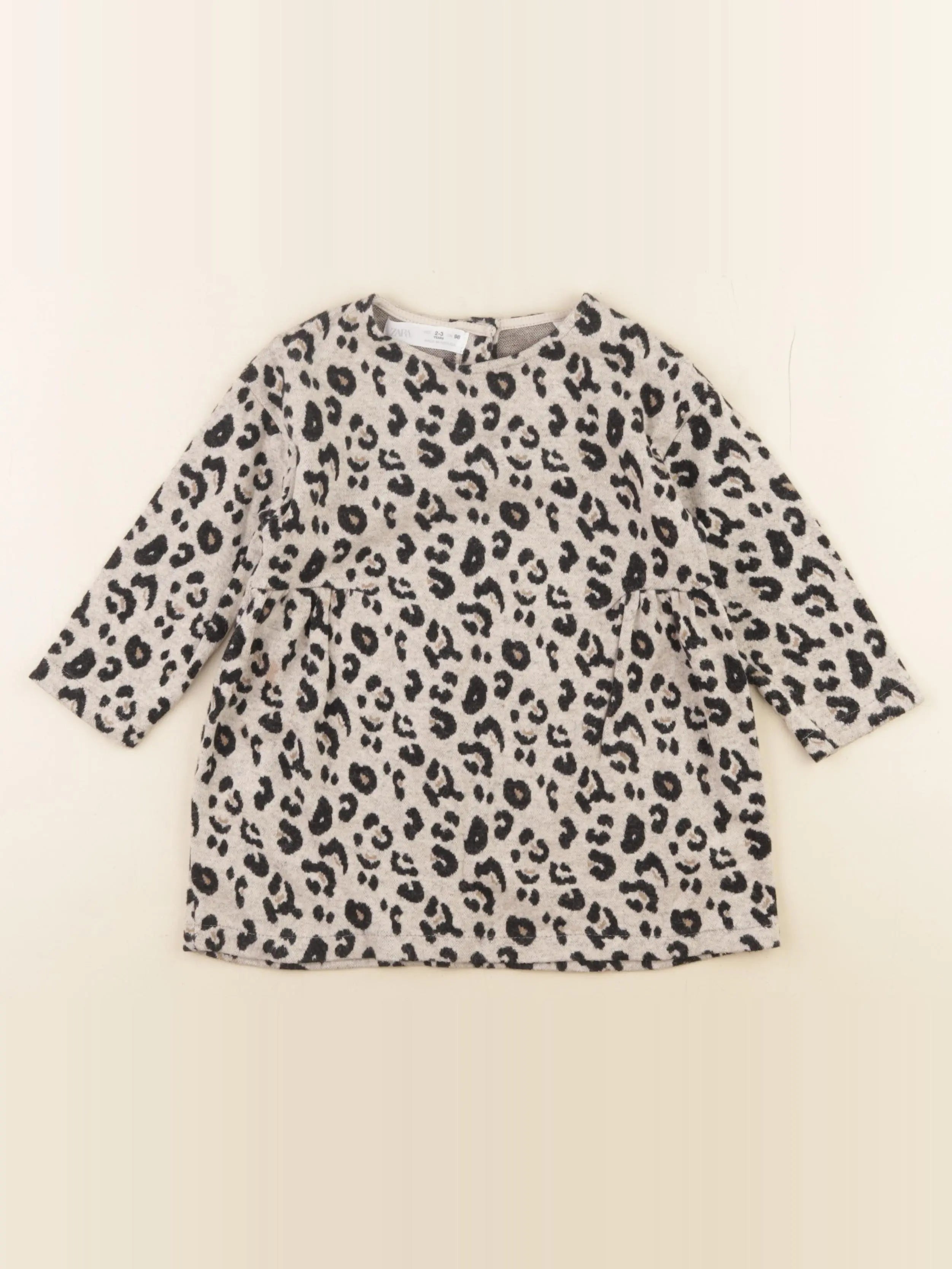 Zara - robe beige, noir - 2/3 ans